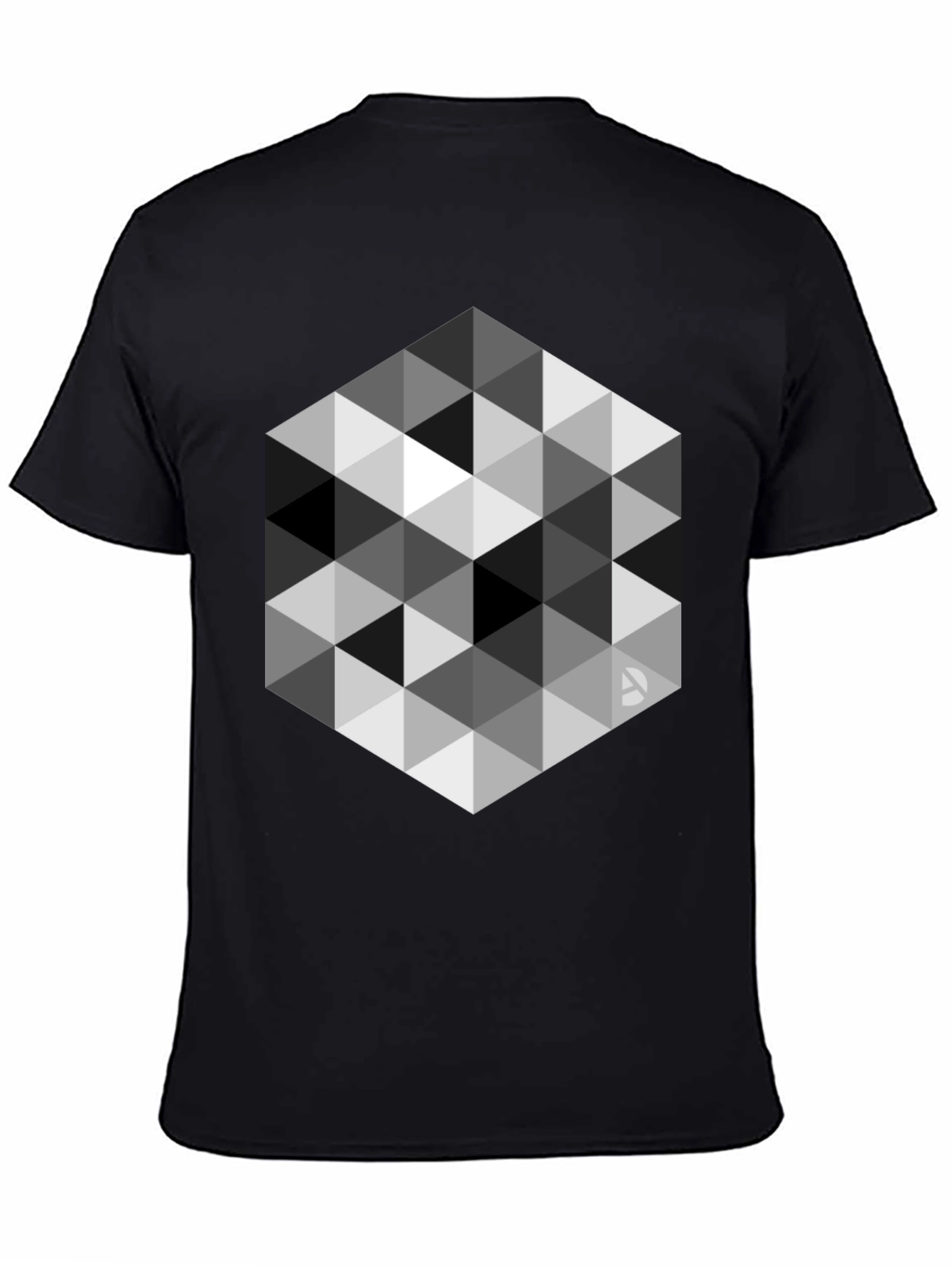 Geometric Triangle Pattern Black T-Shirt