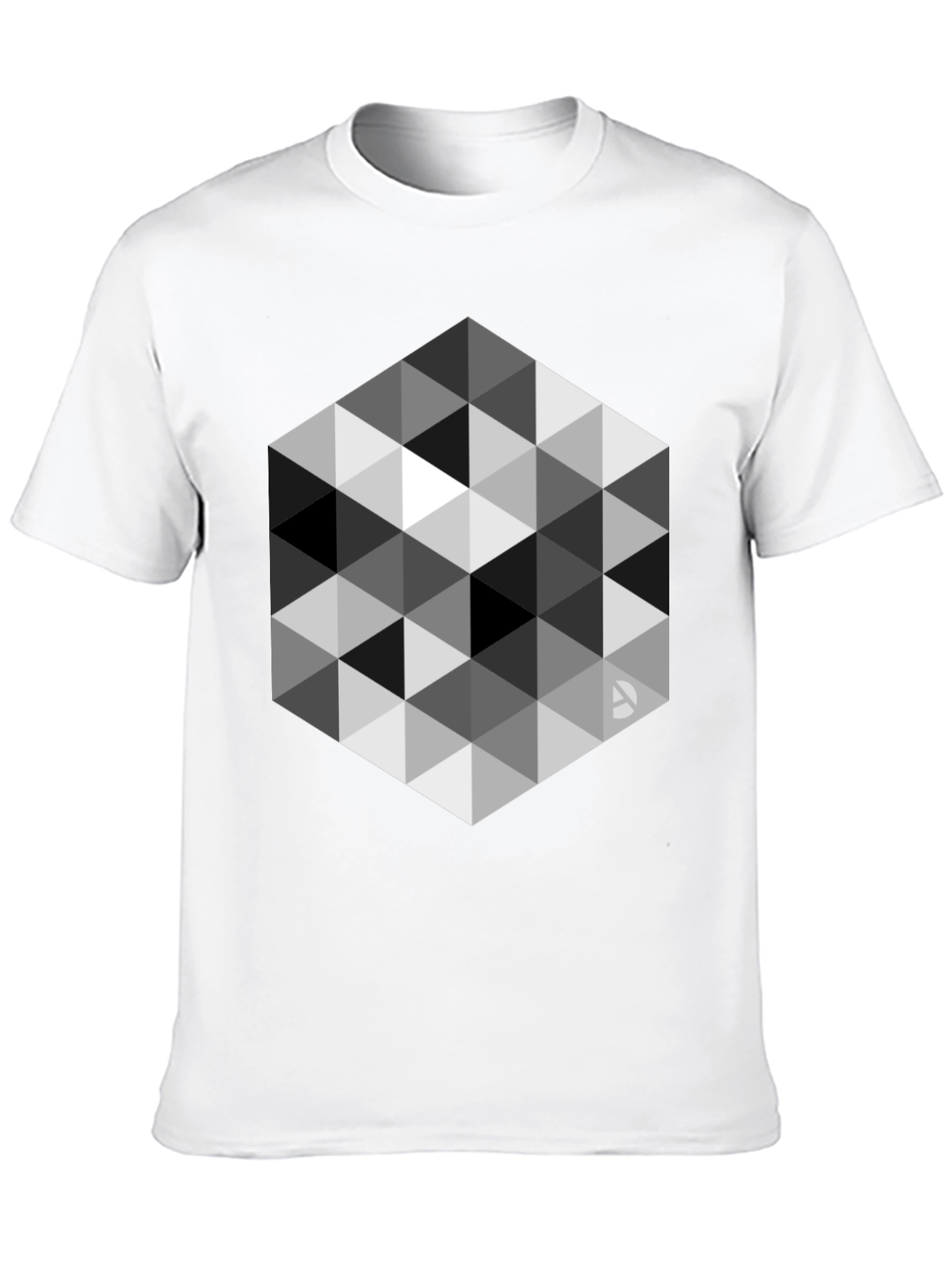 Geometric Triangle Pattern Black T-Shirt
