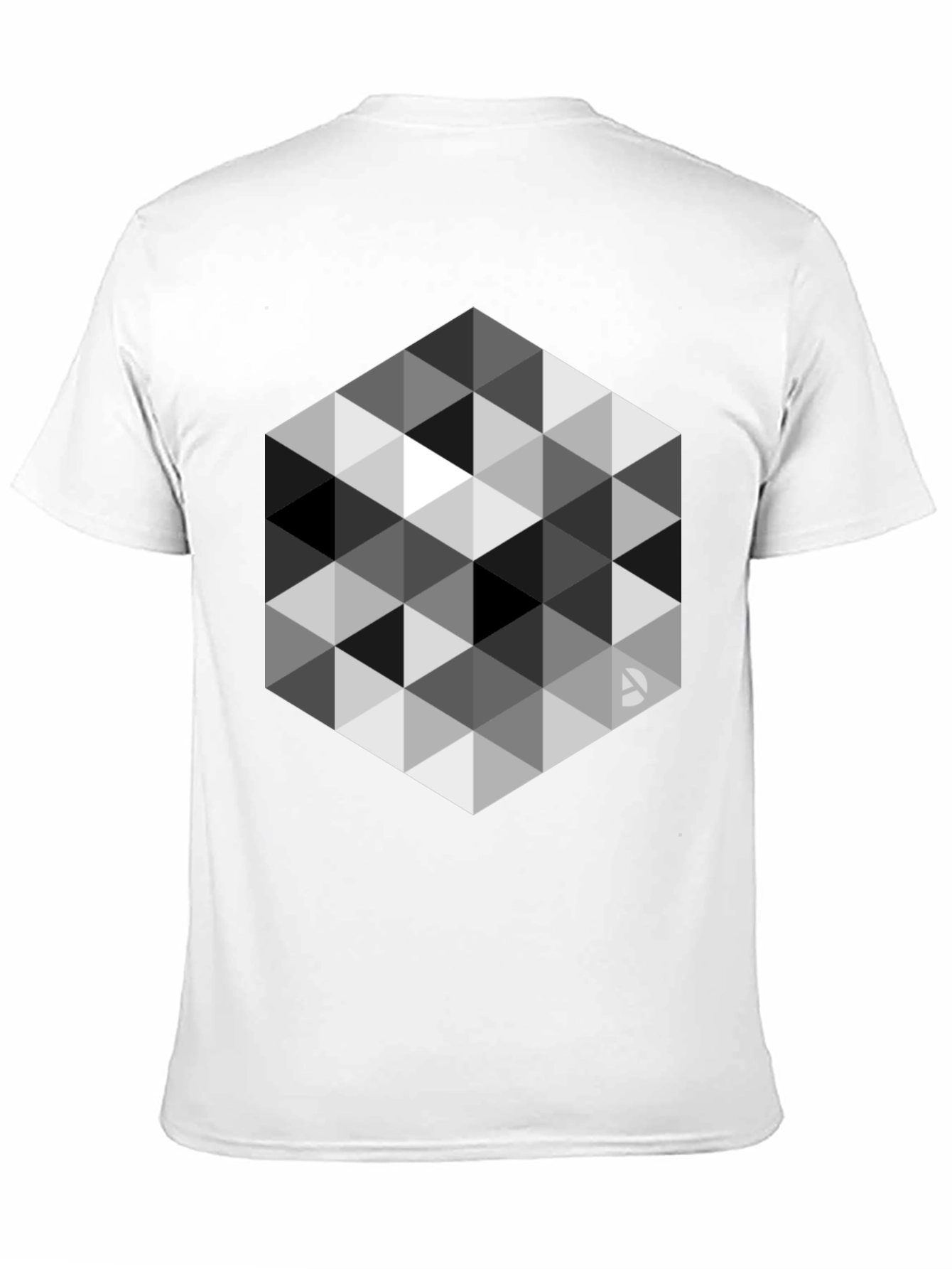 Geometric Triangle Pattern Black T-Shirt