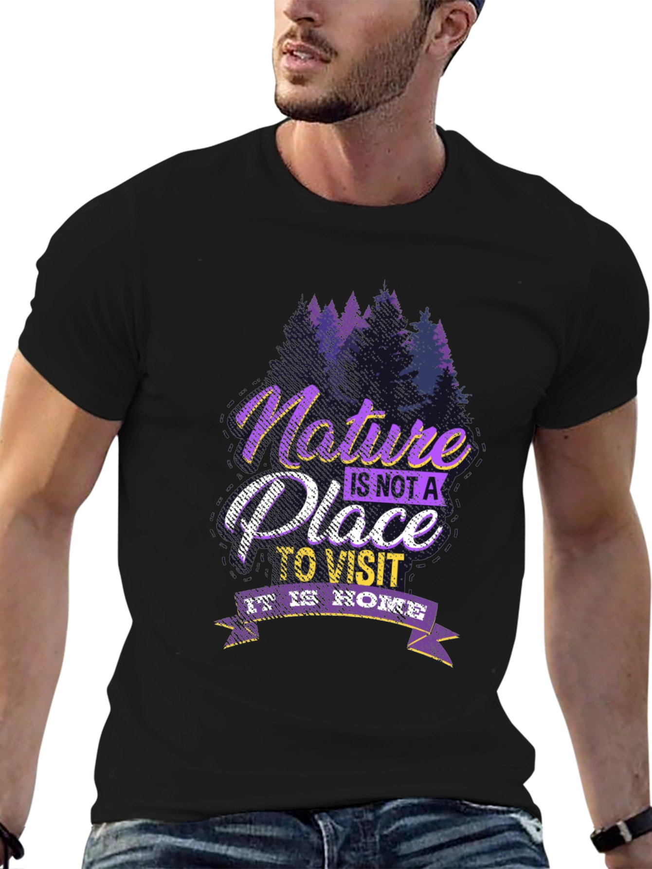 Nature is Home Graphic Tee - Black Cotton Shirt