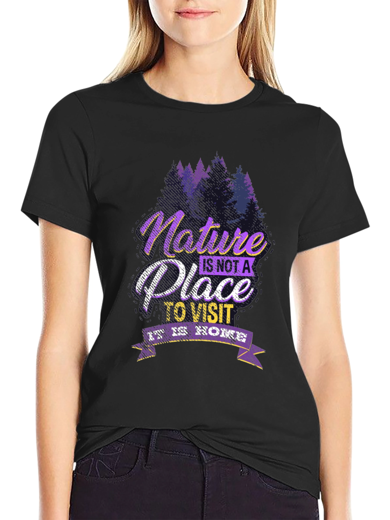 Nature is Home Graphic Tee - Black Cotton Shirt