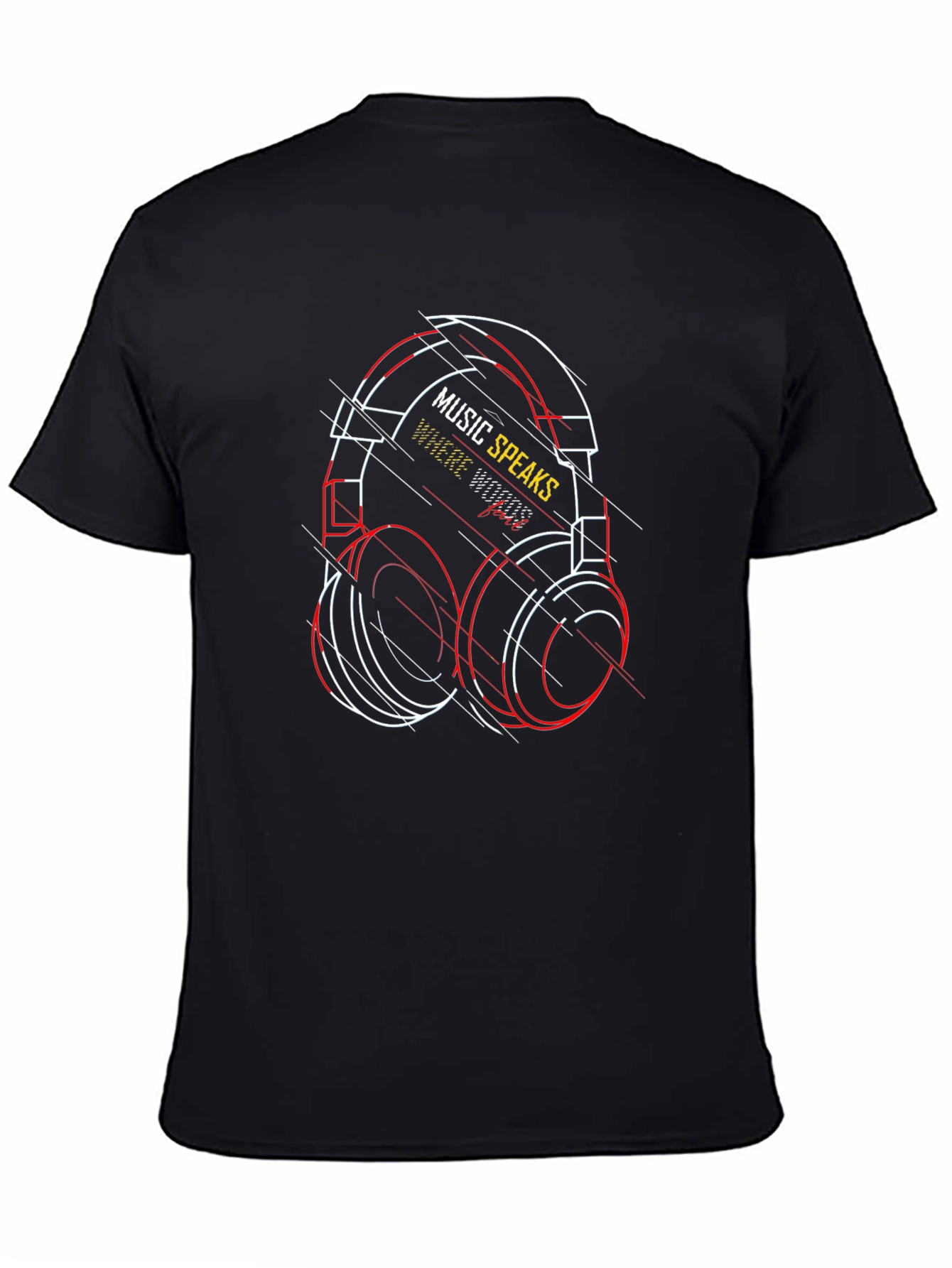 Music Speaks Graphic Tee - Black Cotton T-Shirt