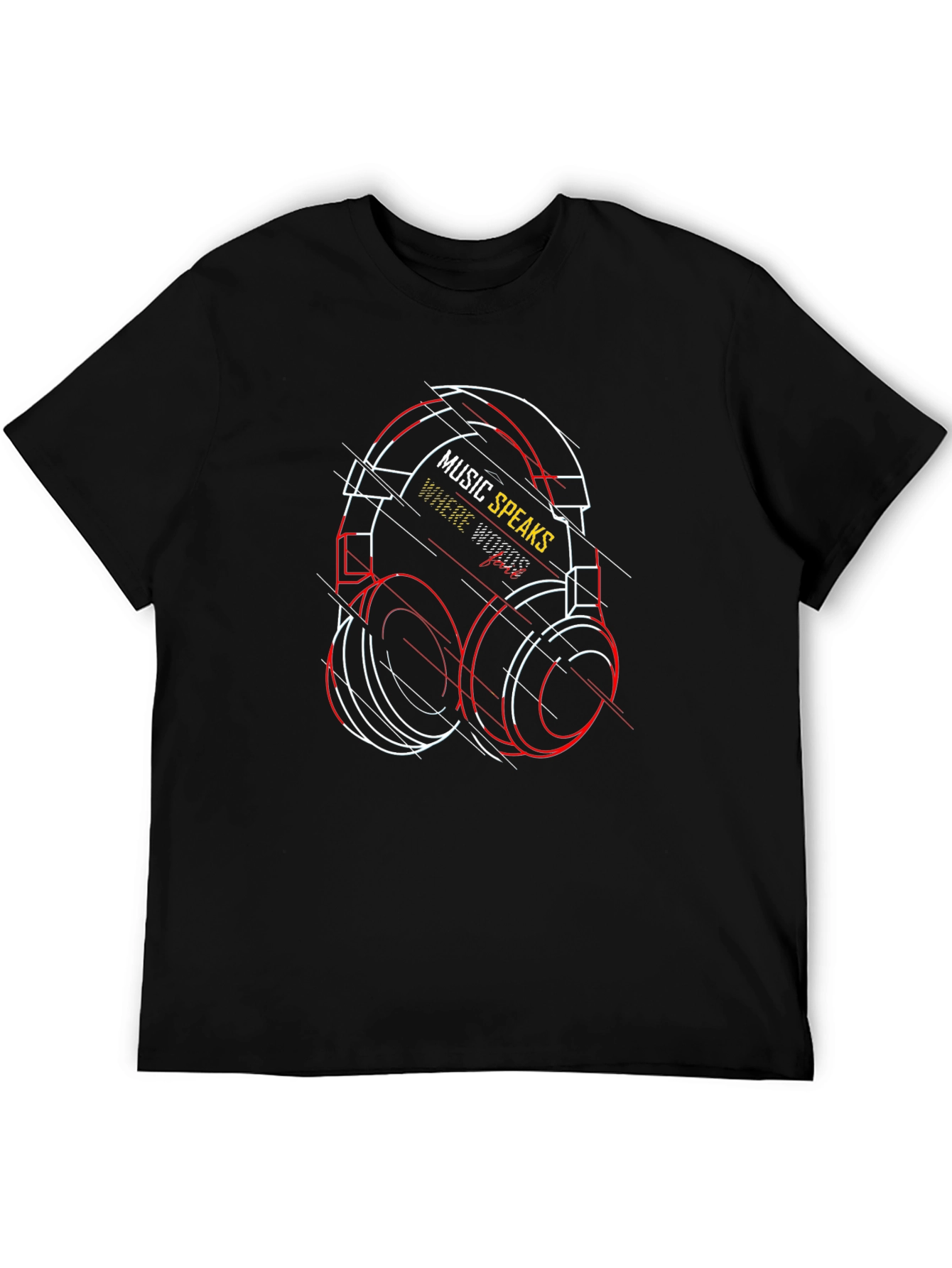Music Speaks Graphic Tee - Black Cotton T-Shirt