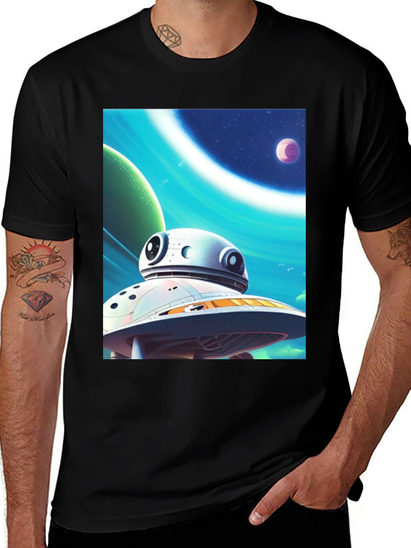Sci-Fi Space Station Graphic Tee