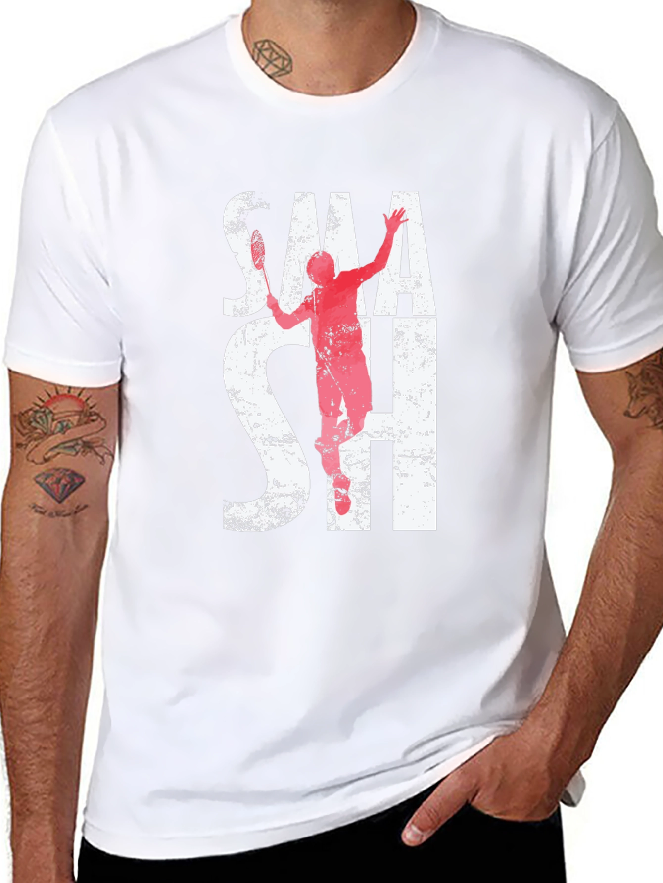 Smash Graphic Tee | Badminton Player T-Shirt