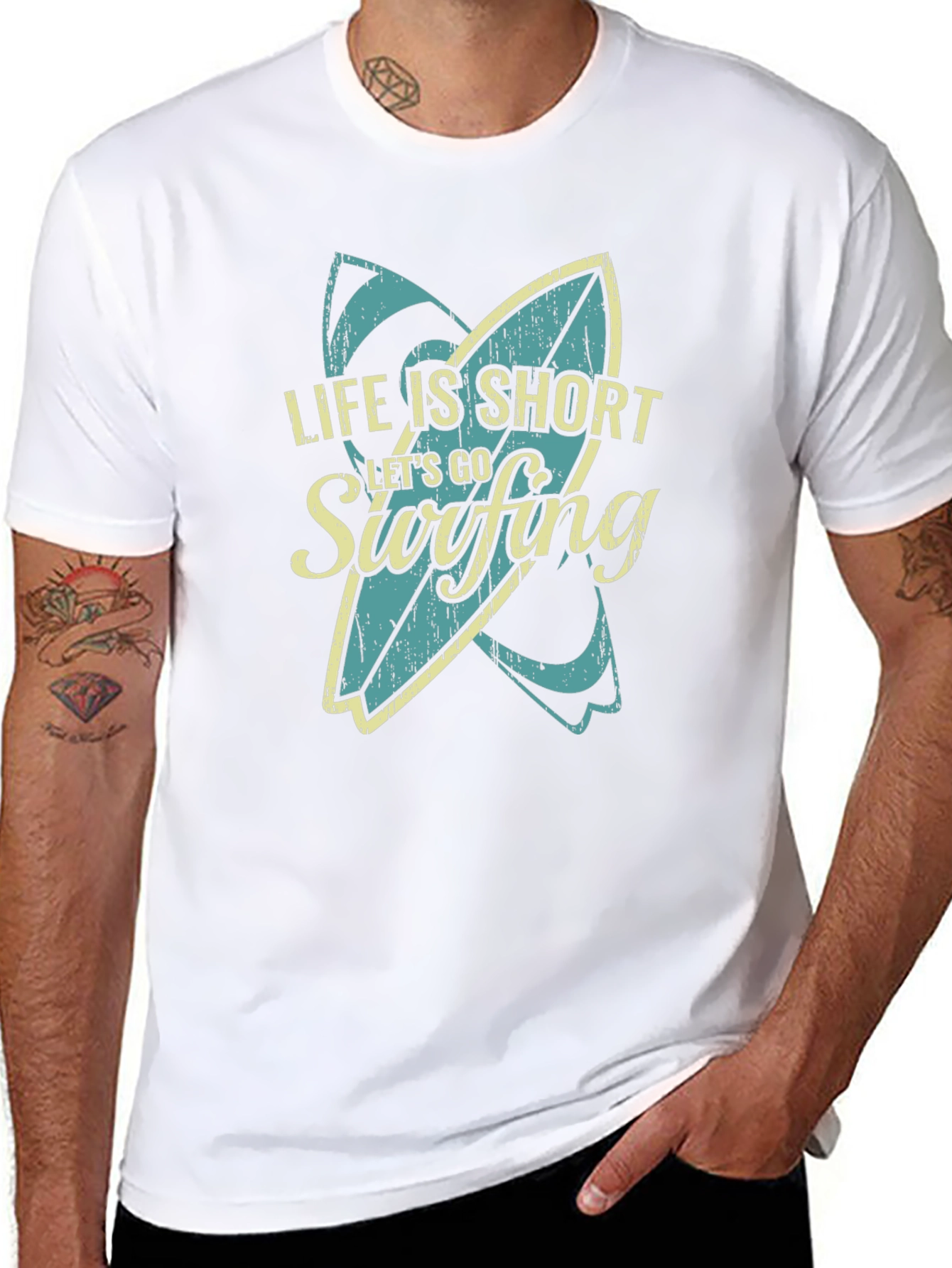 Life is Short Lets Go Surfing Graphic T-Shirt