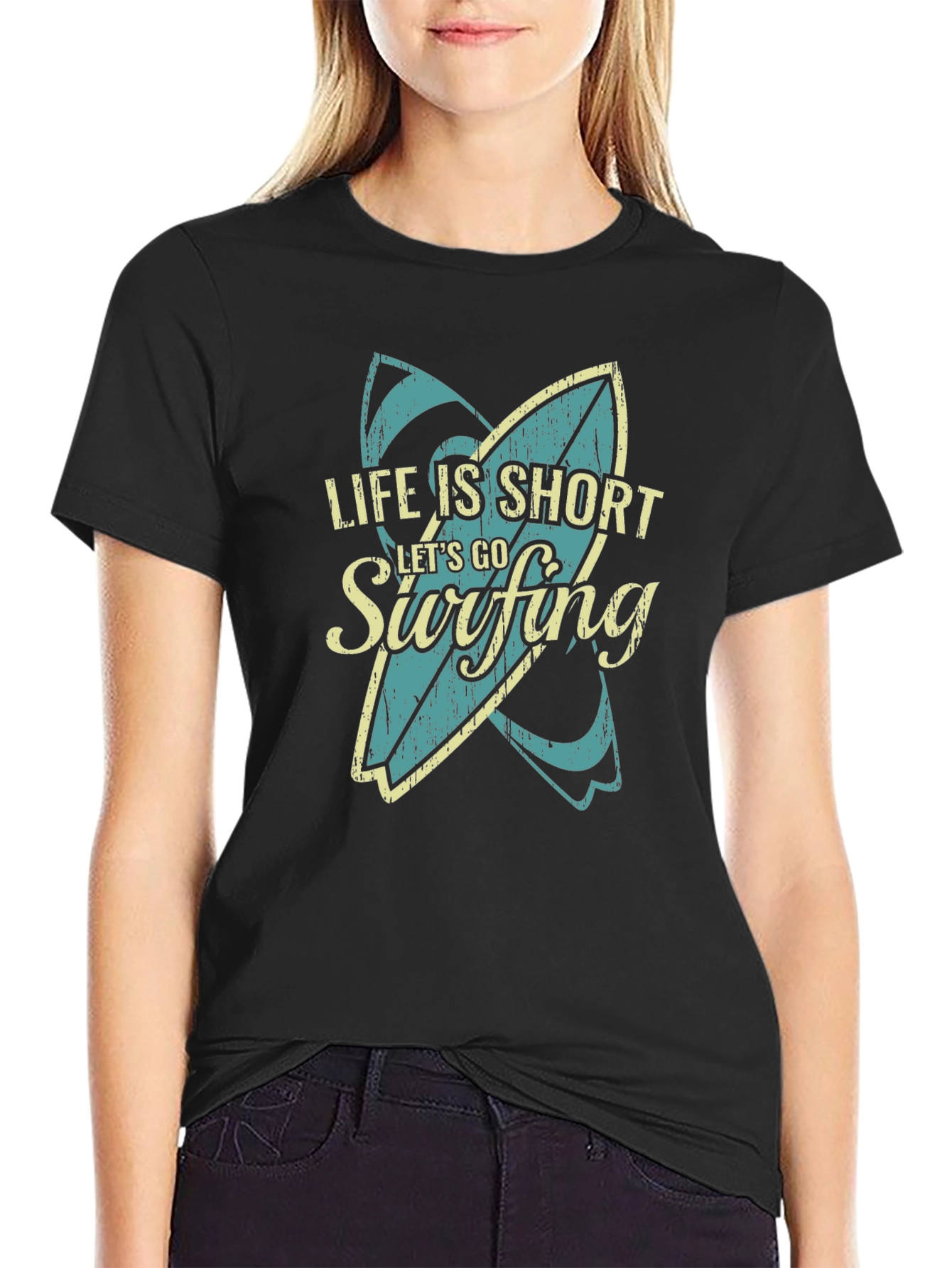 Life is Short Lets Go Surfing Graphic T-Shirt