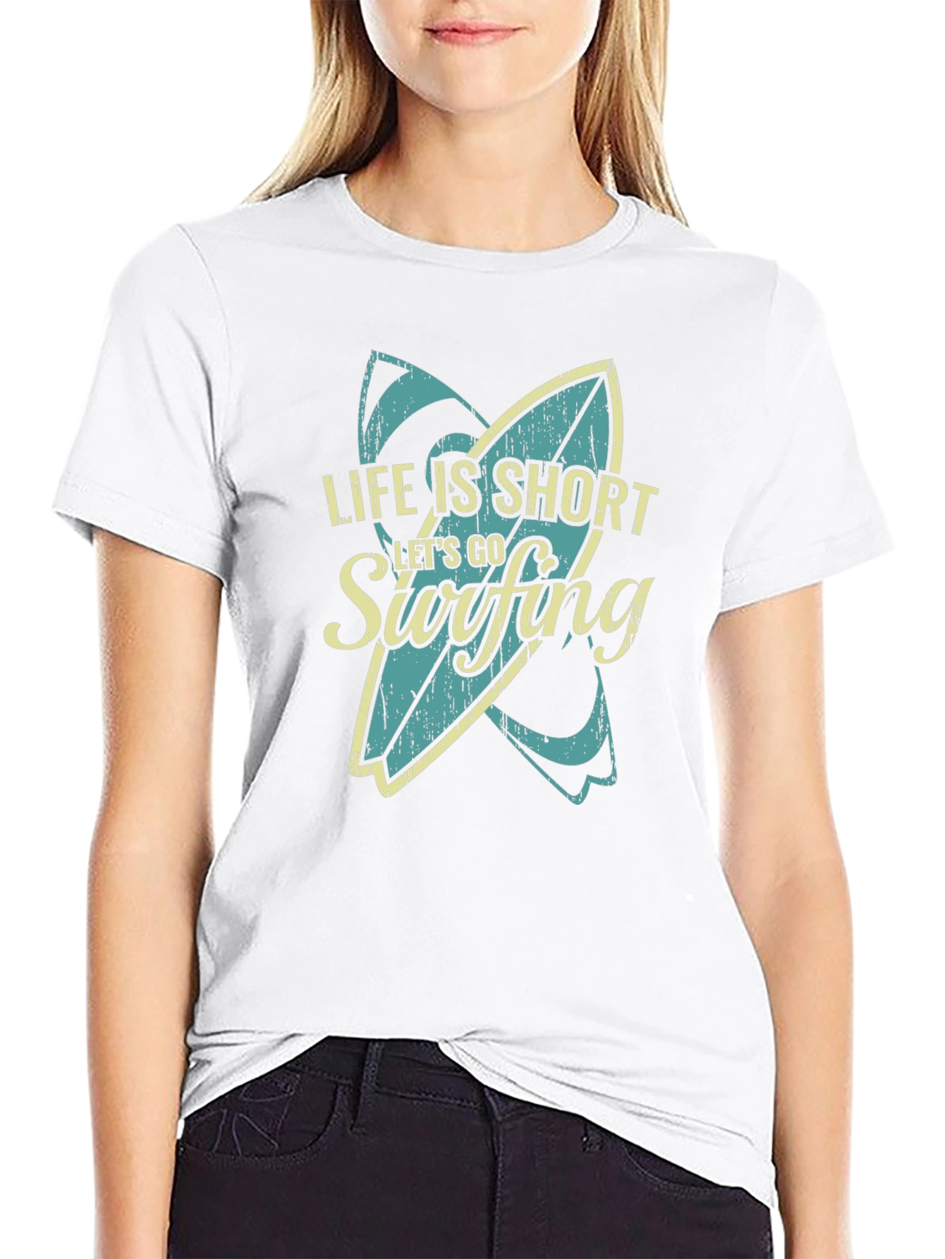 Life is Short Lets Go Surfing Graphic T-Shirt