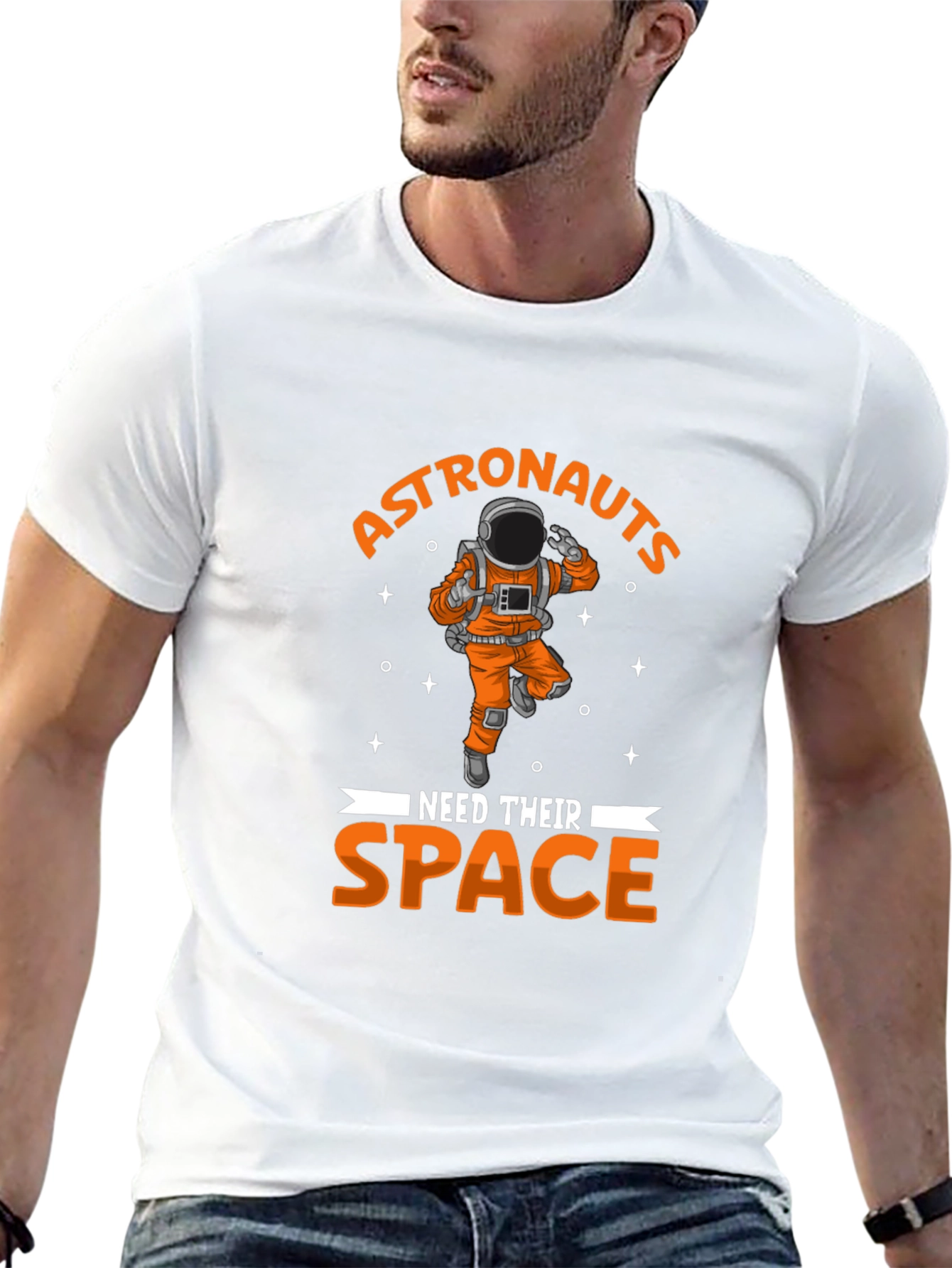 Astronauts Need Space T-Shirt - Black Crew Neck