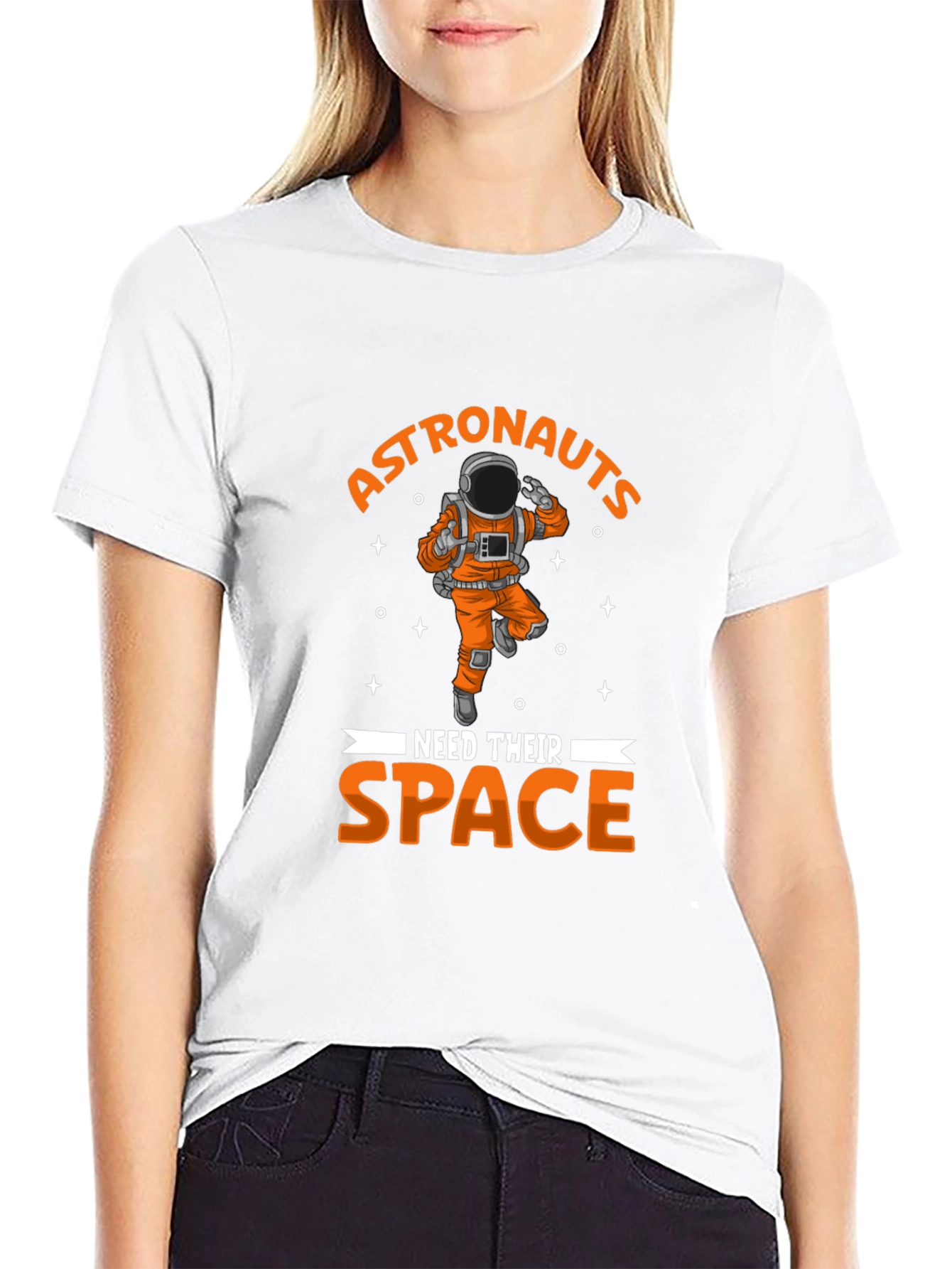 Astronauts Need Space T-Shirt - Black Crew Neck