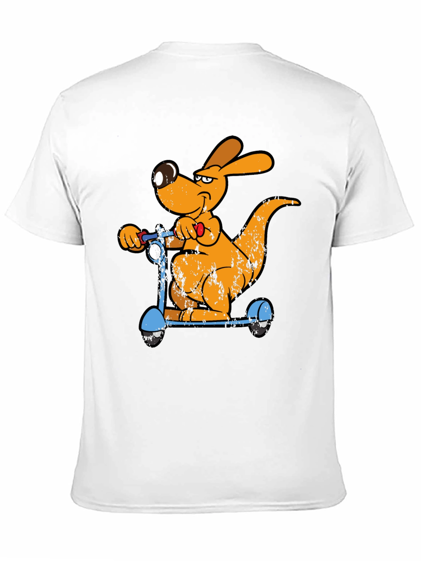 Cartoon Kangaroo Scooter Graphic Tee - Cool Black T-Shirt