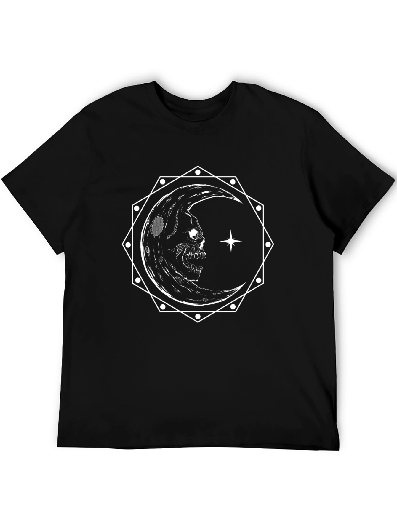 Skull Moon Graphic Tee - Gothic Crescent Design
