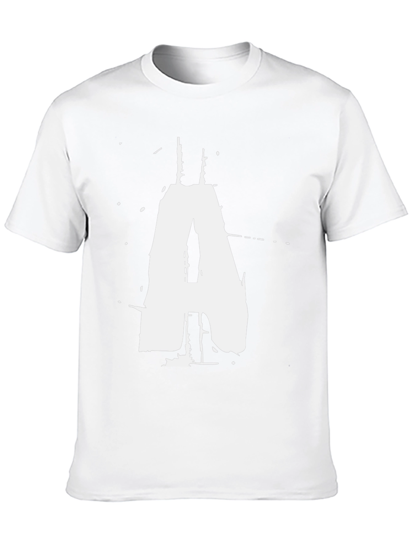 Black T-Shirt with White Distressed Letter A Graphic