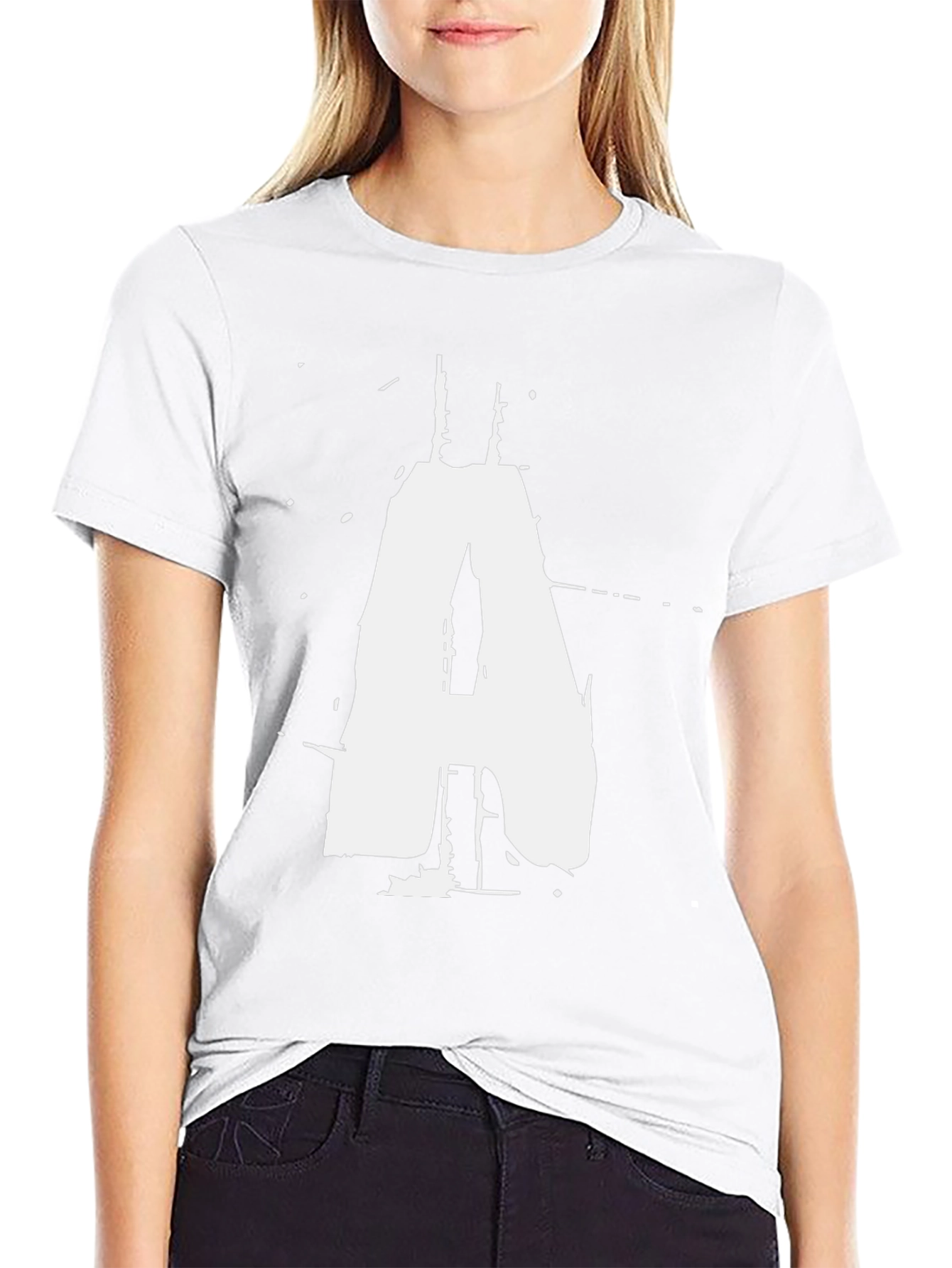 Black T-Shirt with White Distressed Letter A Graphic