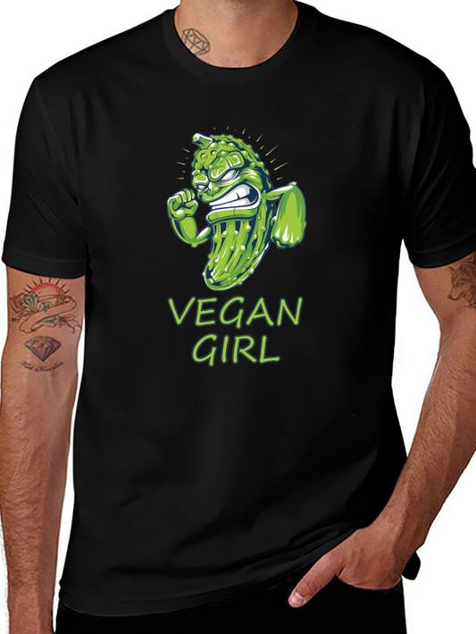 Vegan Girl T-Shirt Funny Pickle Design