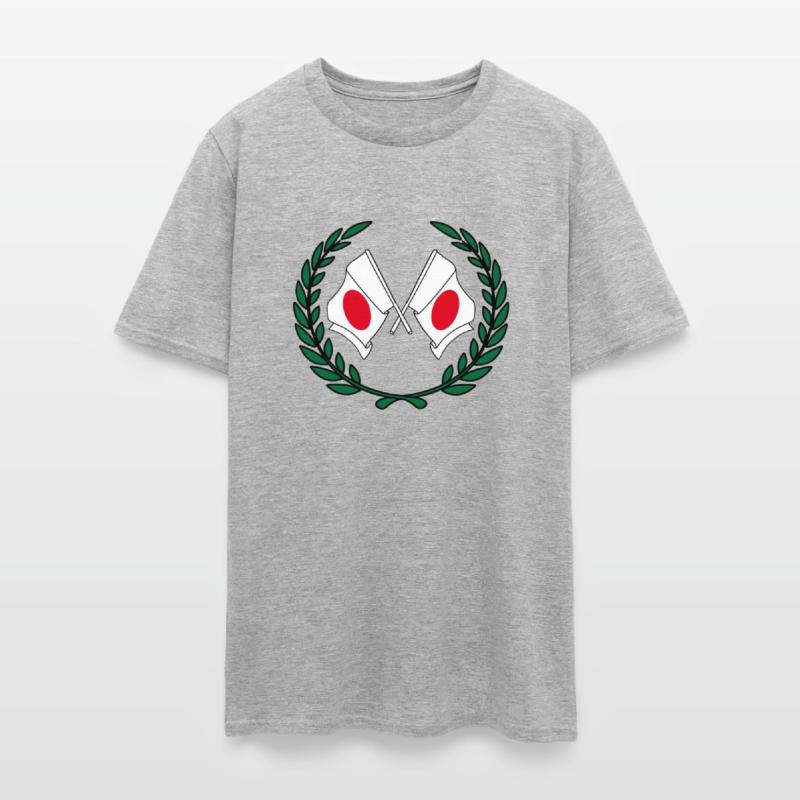 Flags Japan in laurel wreath