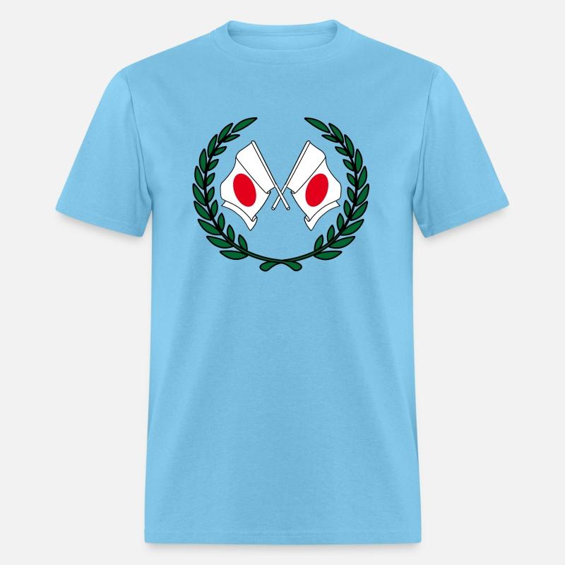 Flags Japan in laurel wreath