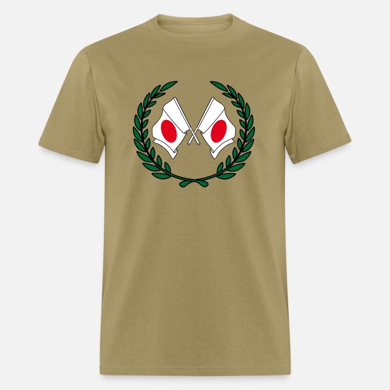 Flags Japan in laurel wreath