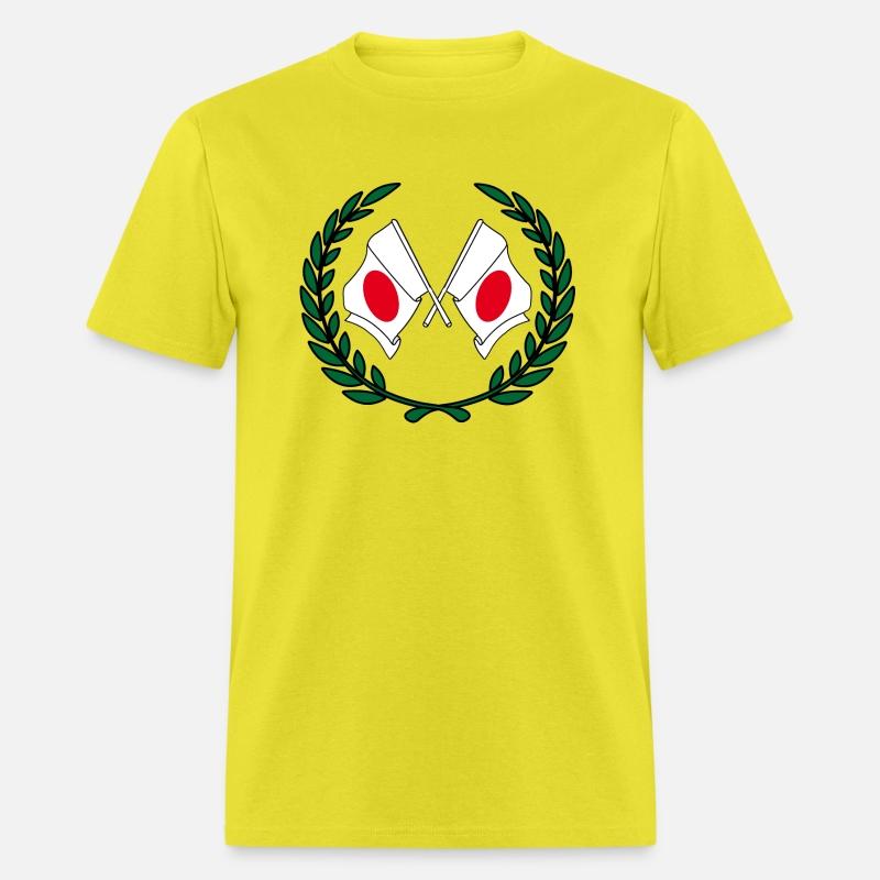 Flags Japan in laurel wreath