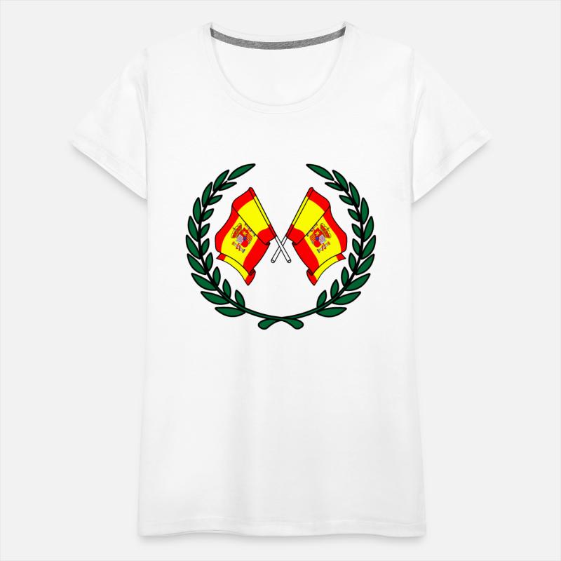 Flags Spain in laurel wreath