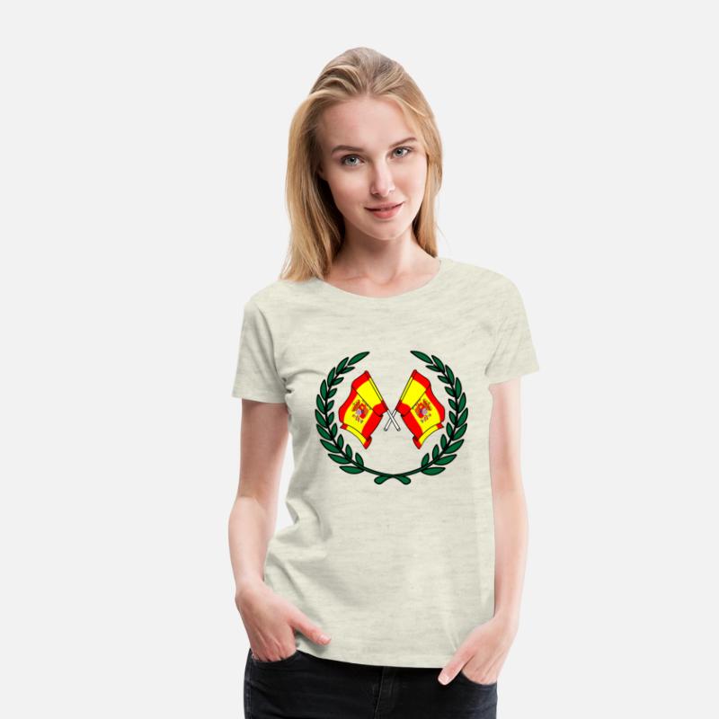 Flags Spain in laurel wreath