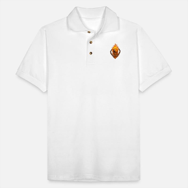 Flaming Skull with Burning Chain