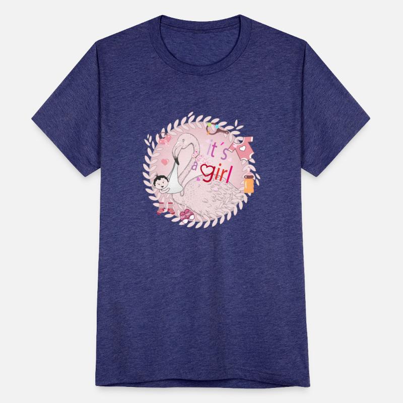 Flamingo with baby and baby paraphernalia in pink