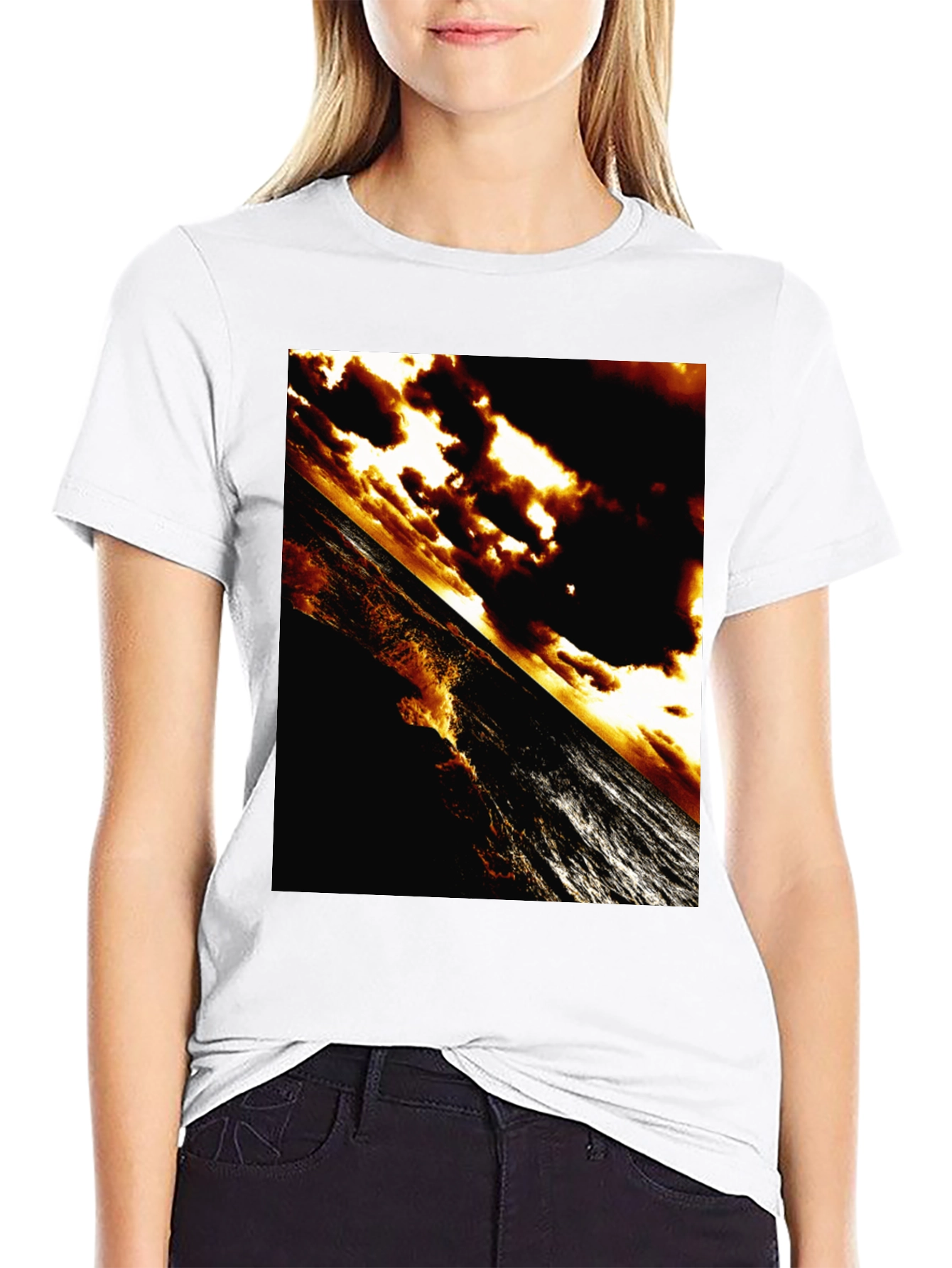 Dramatic Ocean T-Shirt - Abstract Sunset Waves