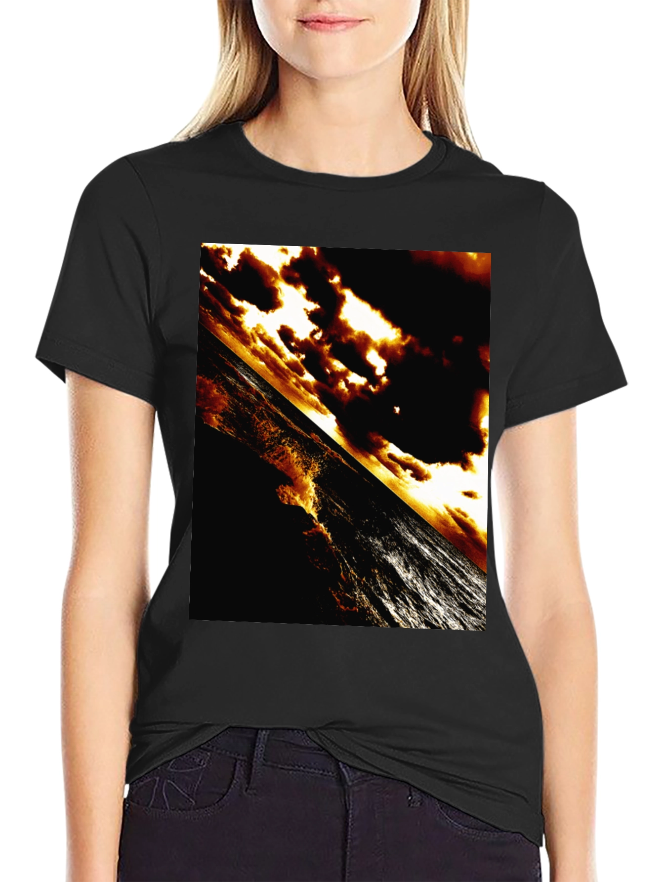 Dramatic Ocean T-Shirt - Abstract Sunset Waves