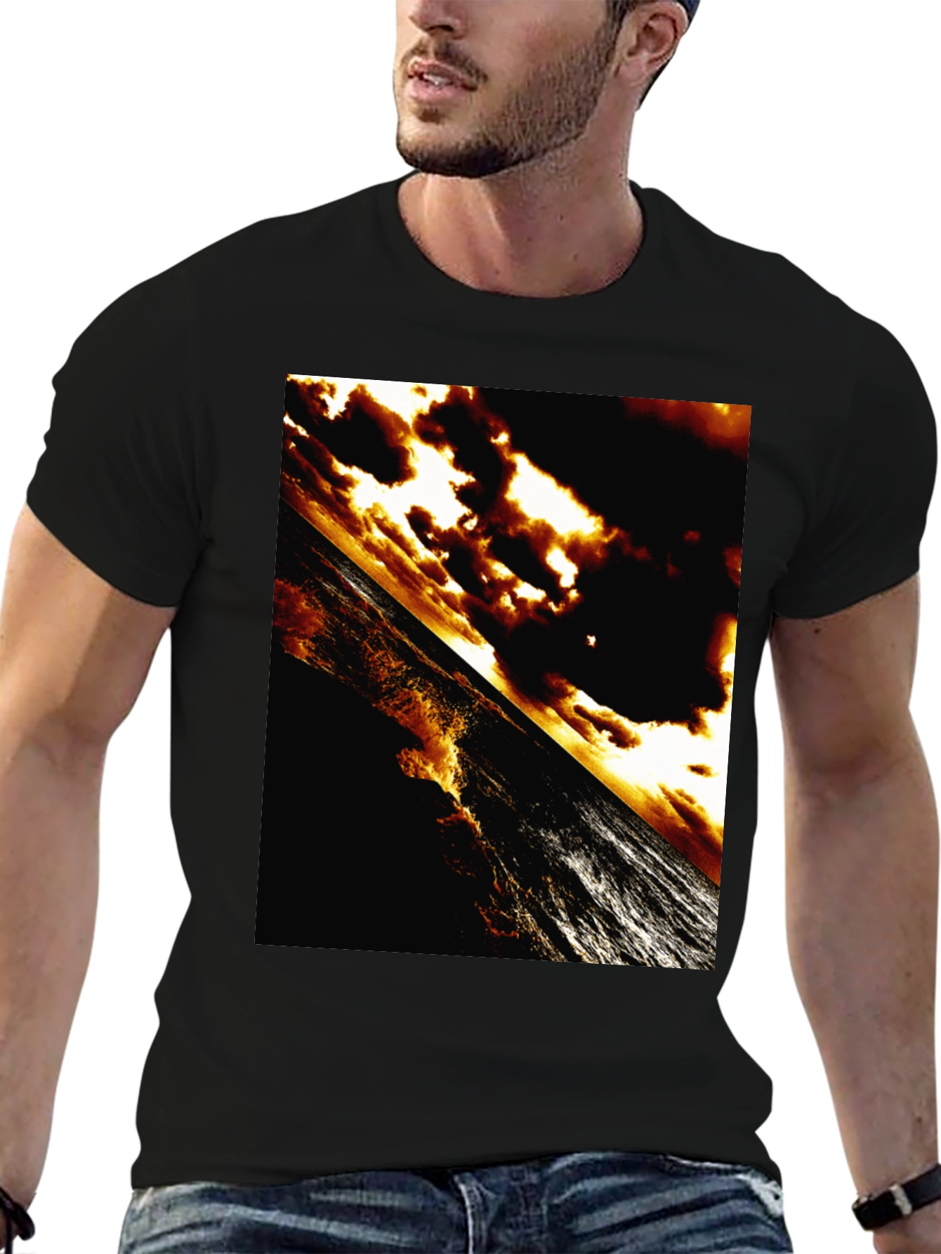 Dramatic Ocean T-Shirt - Abstract Sunset Waves