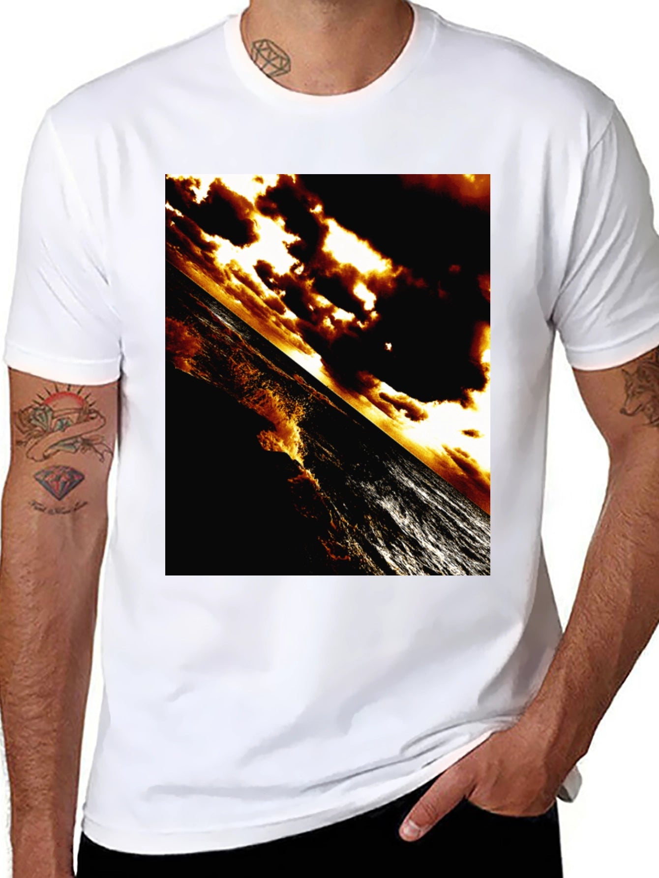 Dramatic Ocean T-Shirt - Abstract Sunset Waves