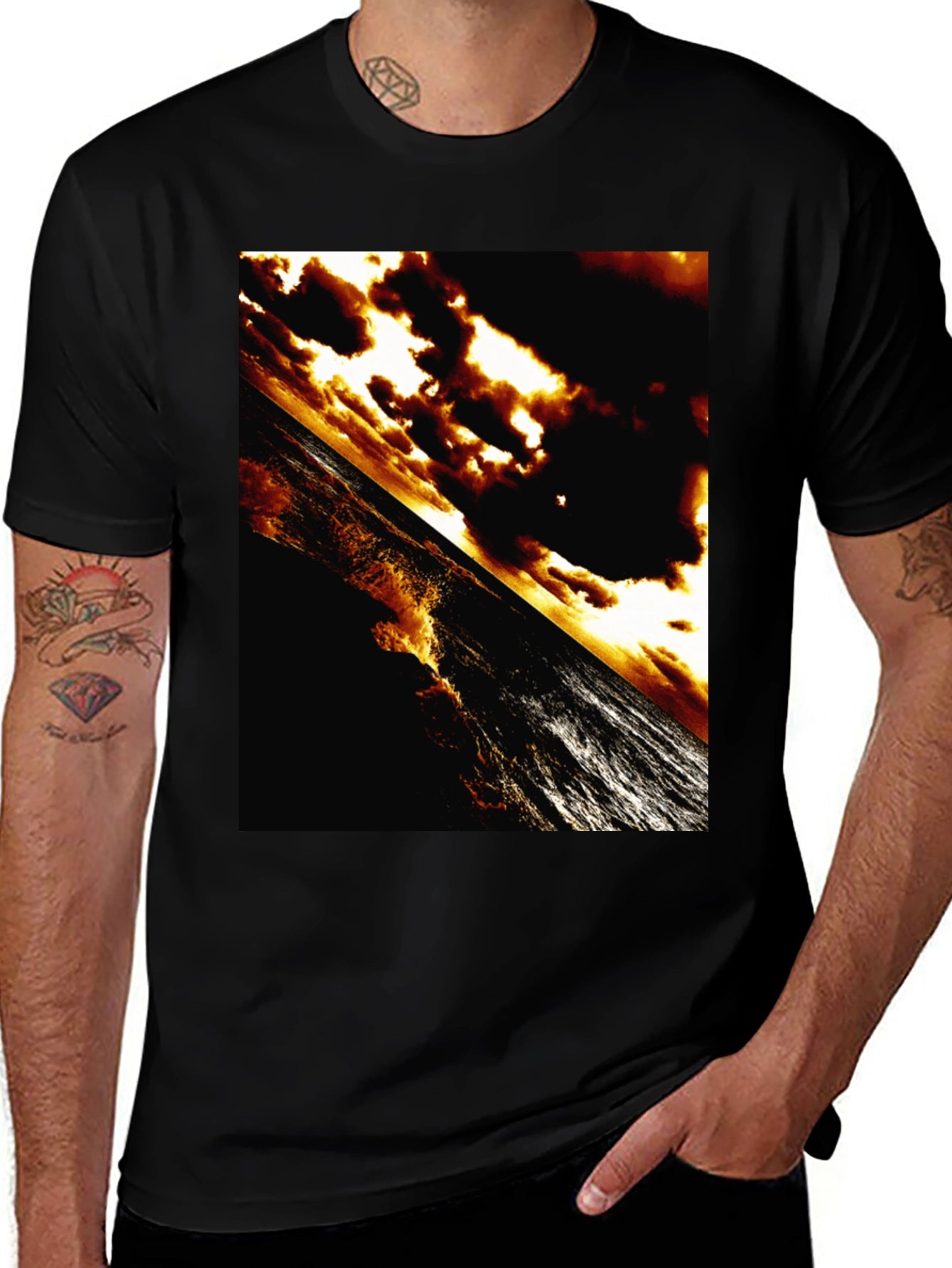 Dramatic Ocean T-Shirt - Abstract Sunset Waves
