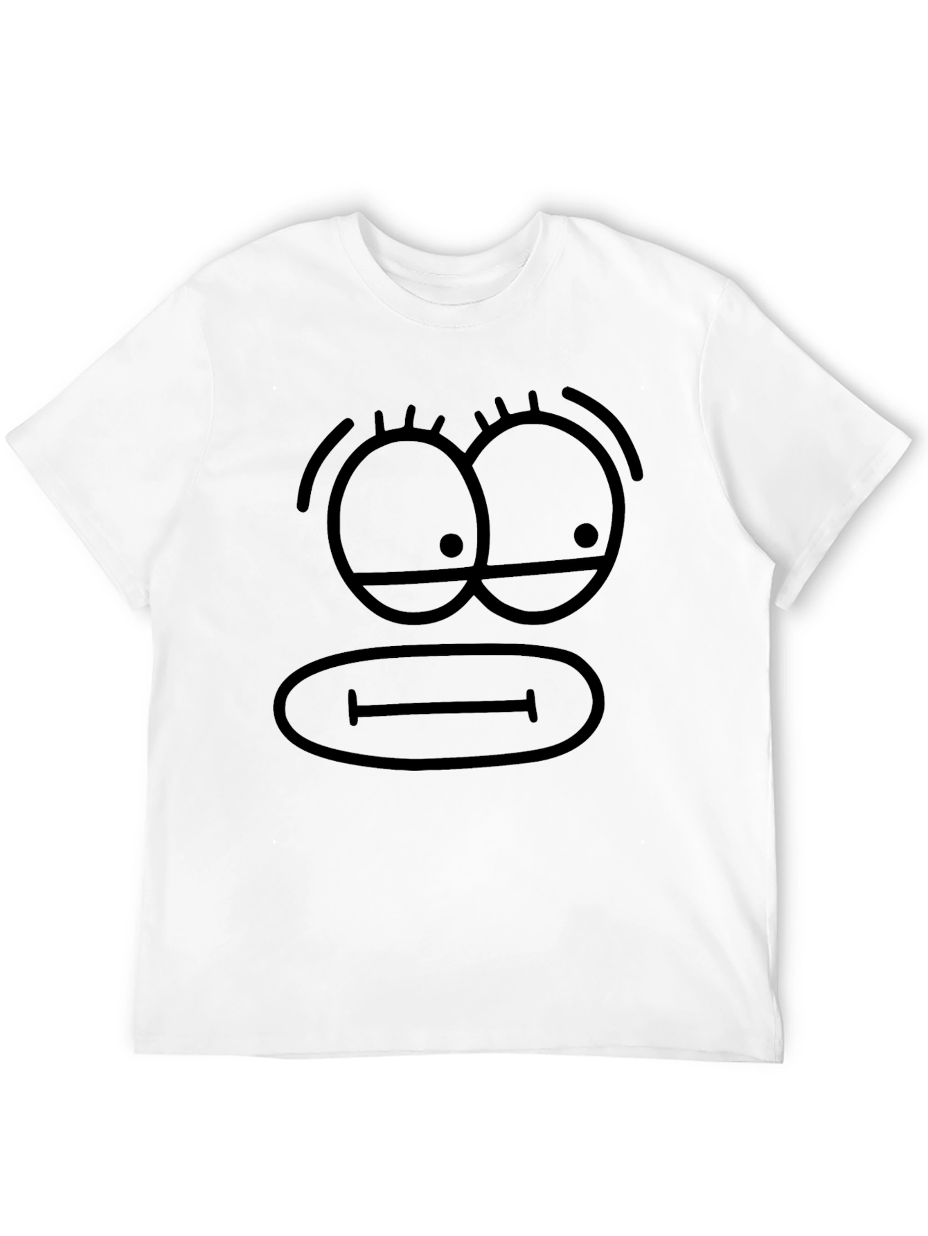 Funny Cartoon Face Black T-Shirt