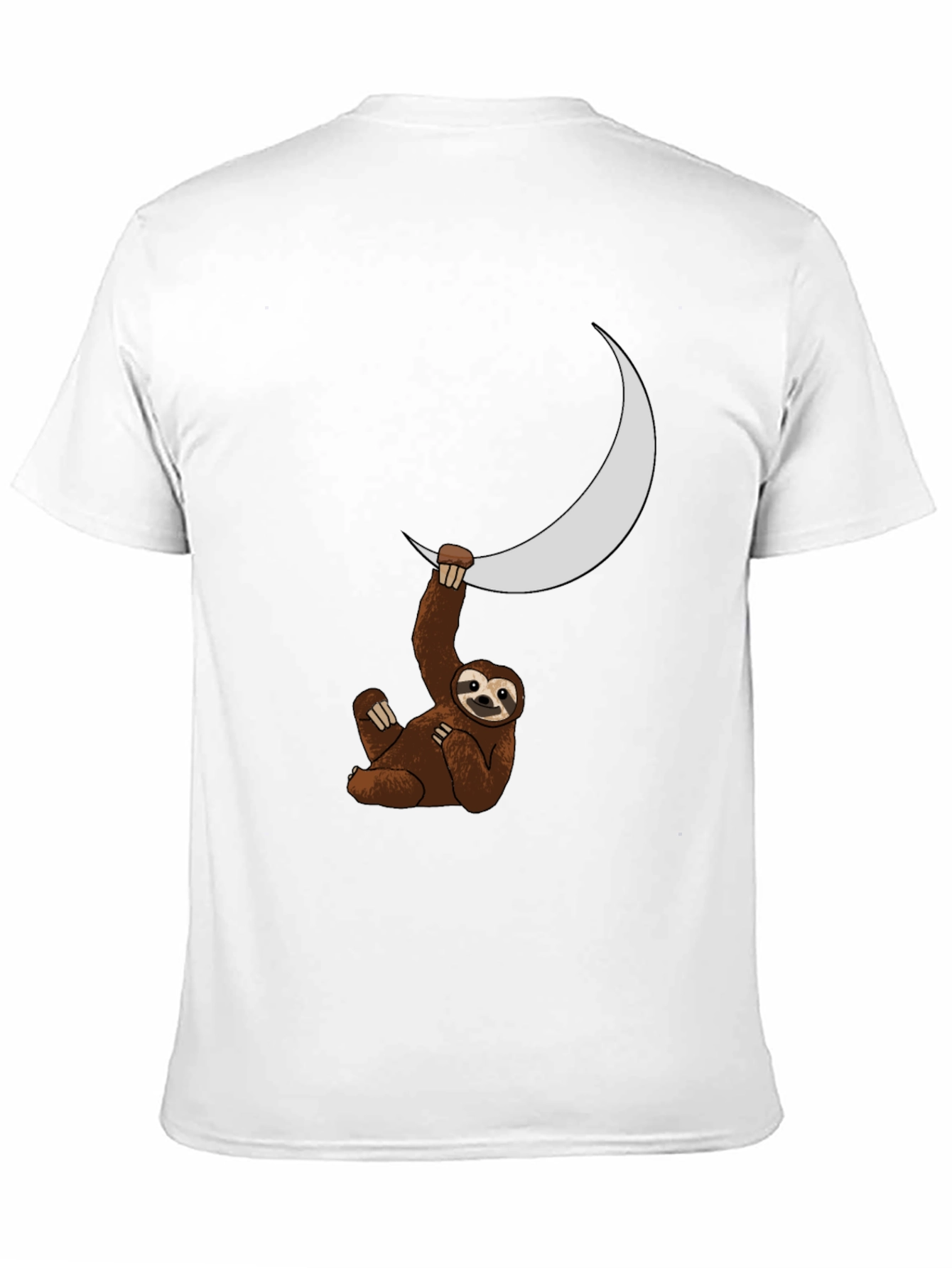 Sloth Moon Graphic Tee - Black Casual T-Shirt