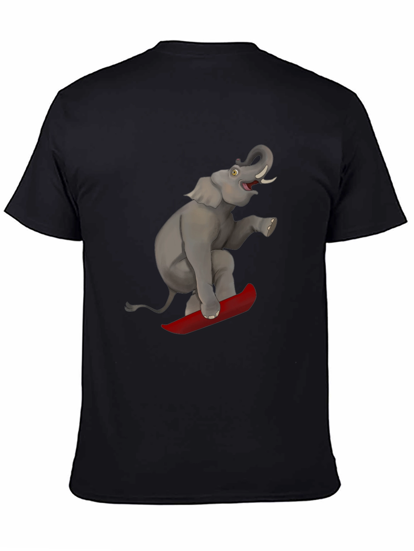 Elephant on Surfboard Graphic Tee - Fun & Unique!
