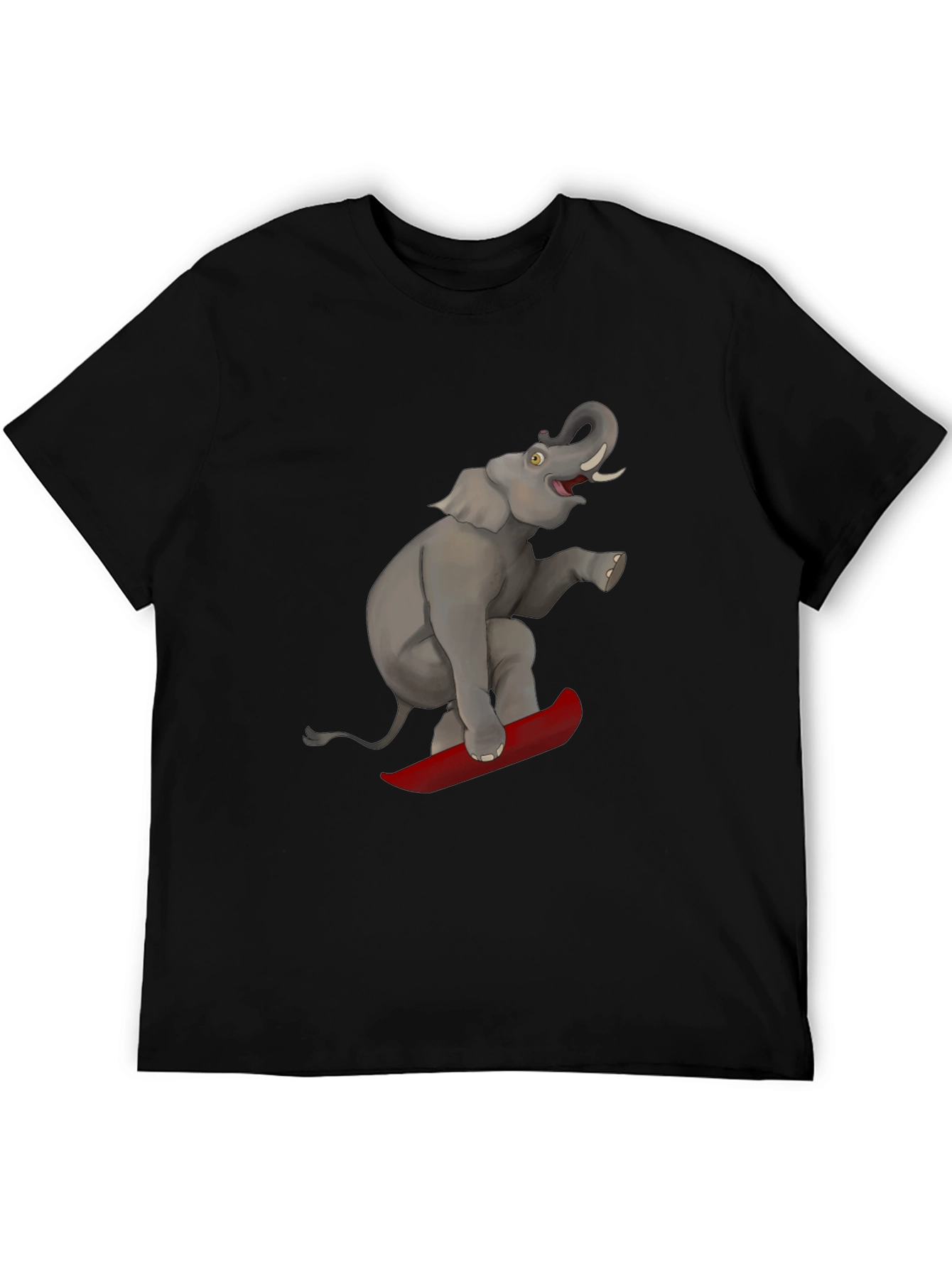 Elephant on Surfboard Graphic Tee - Fun & Unique!