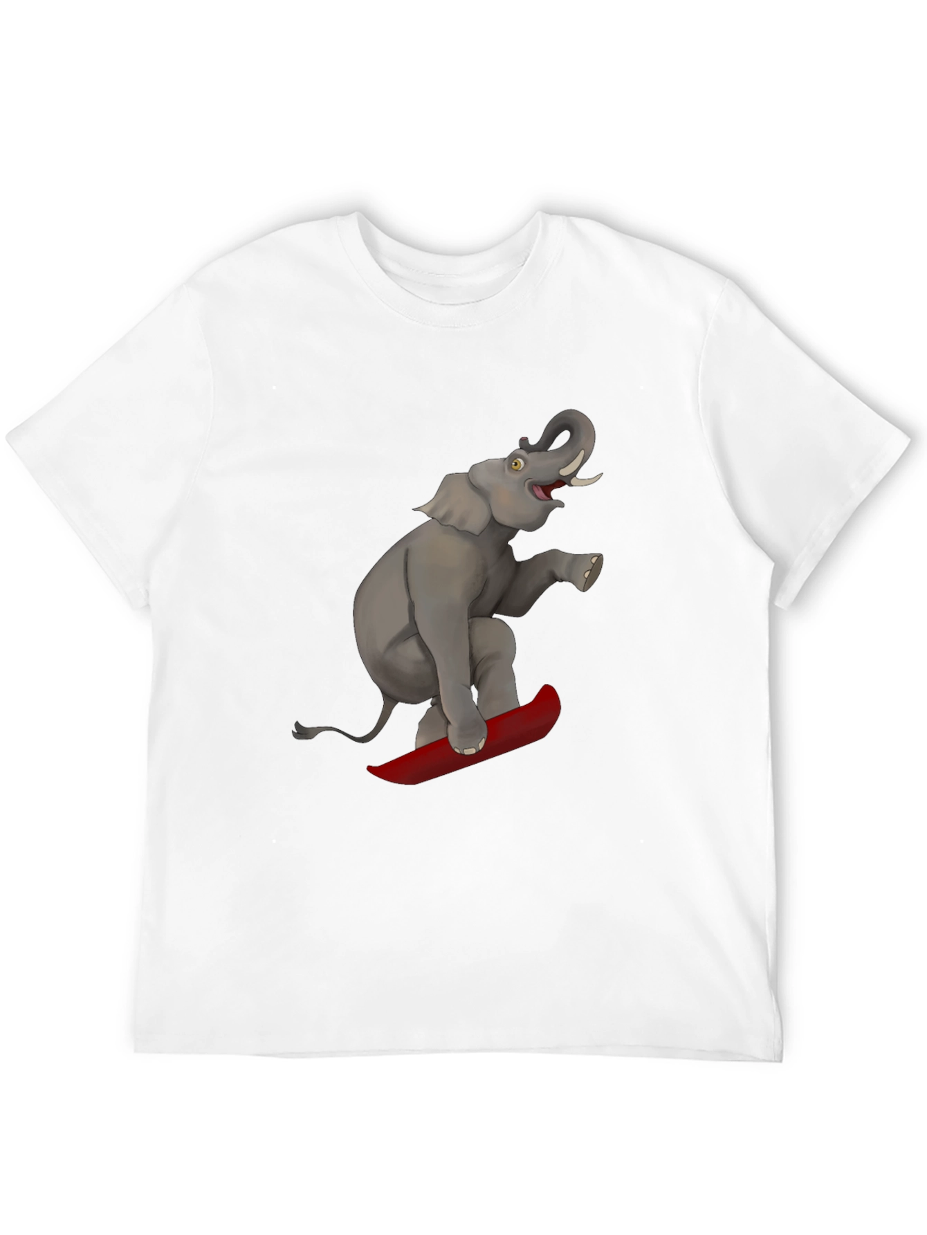Elephant on Surfboard Graphic Tee - Fun & Unique!