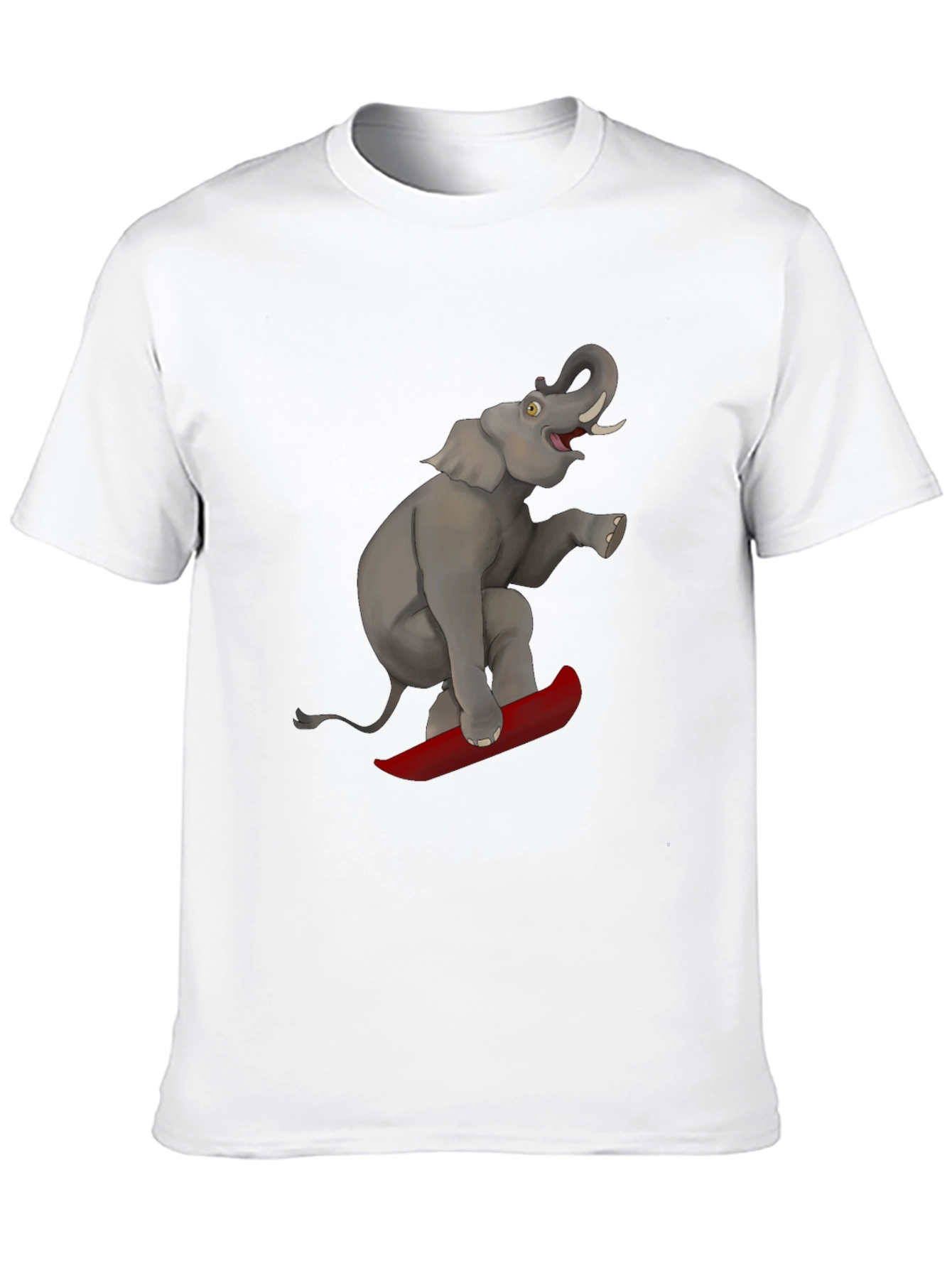 Elephant on Surfboard Graphic Tee - Fun & Unique!