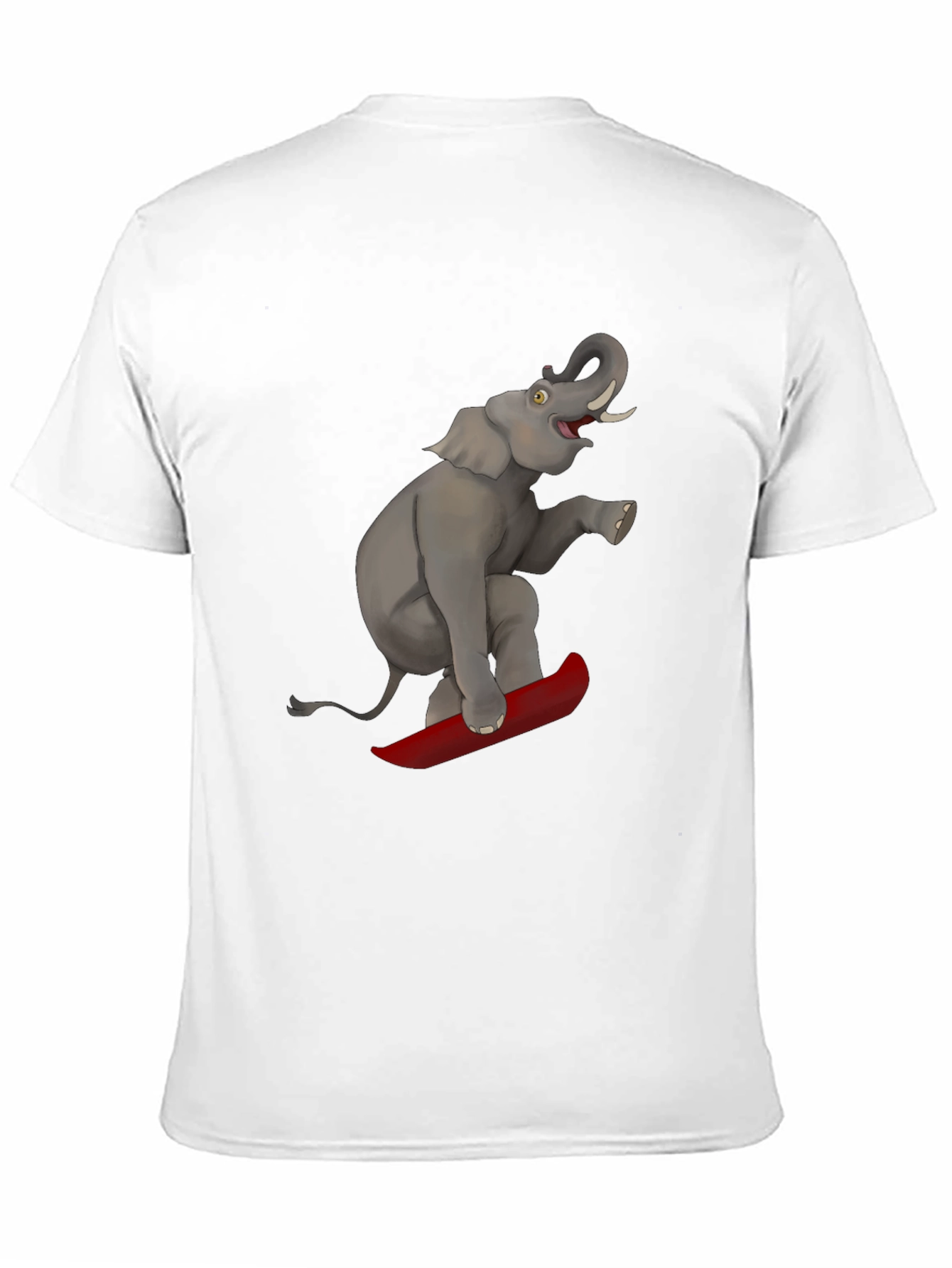 Elephant on Surfboard Graphic Tee - Fun & Unique!