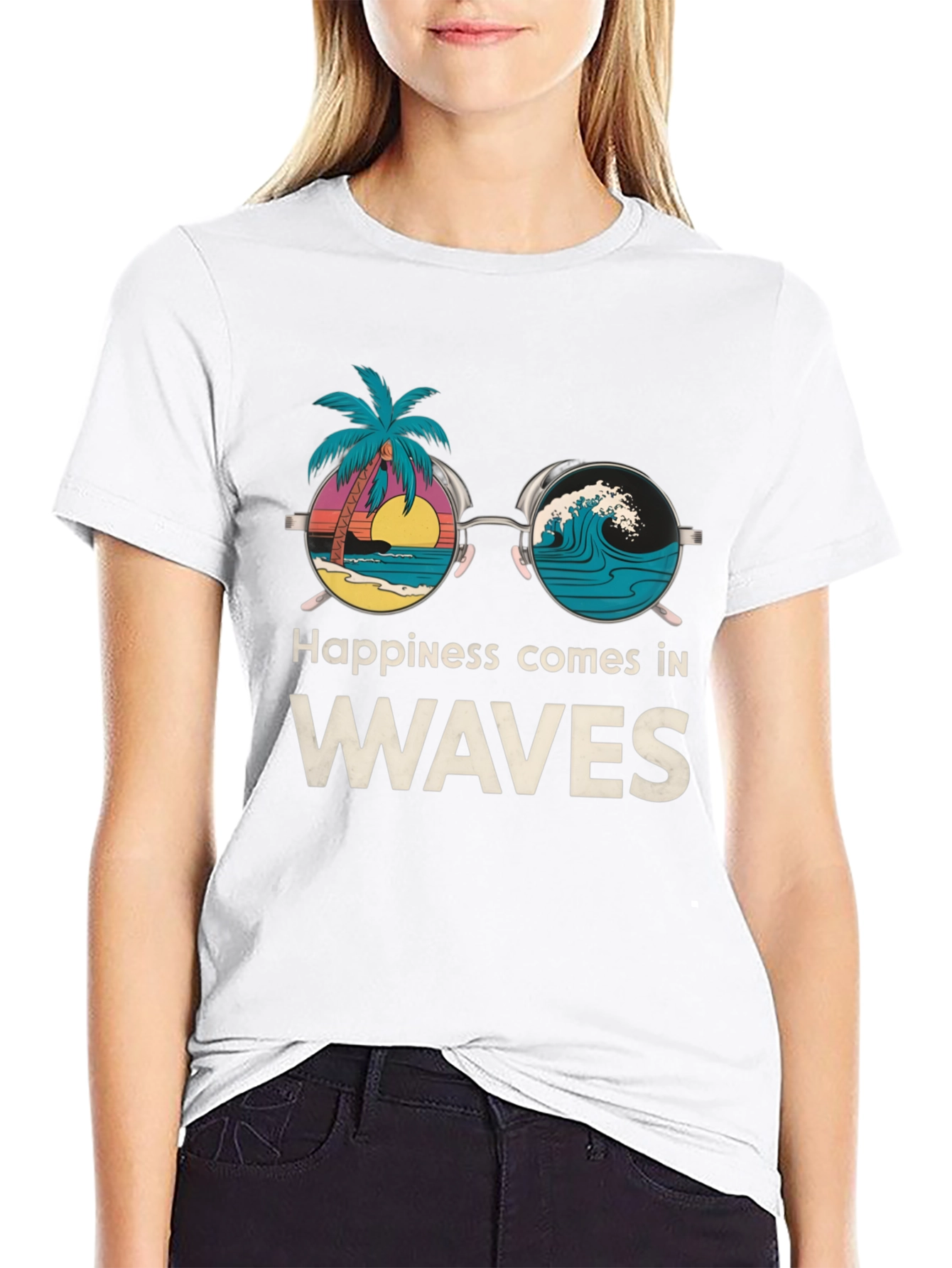 Happiness Comes in Waves Tee - Beach Vibe Shirt