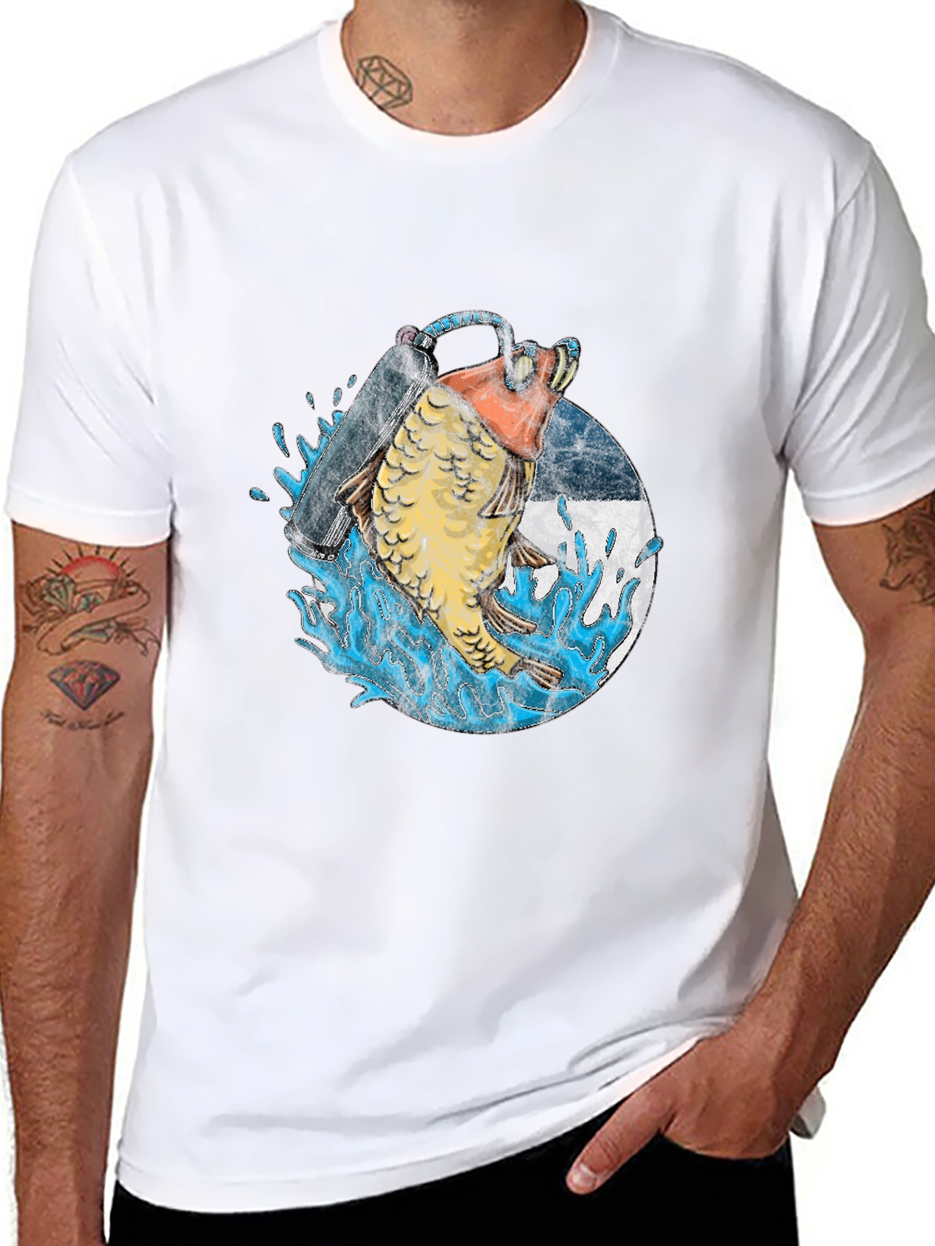Diving Fish Graphic Tee - Black