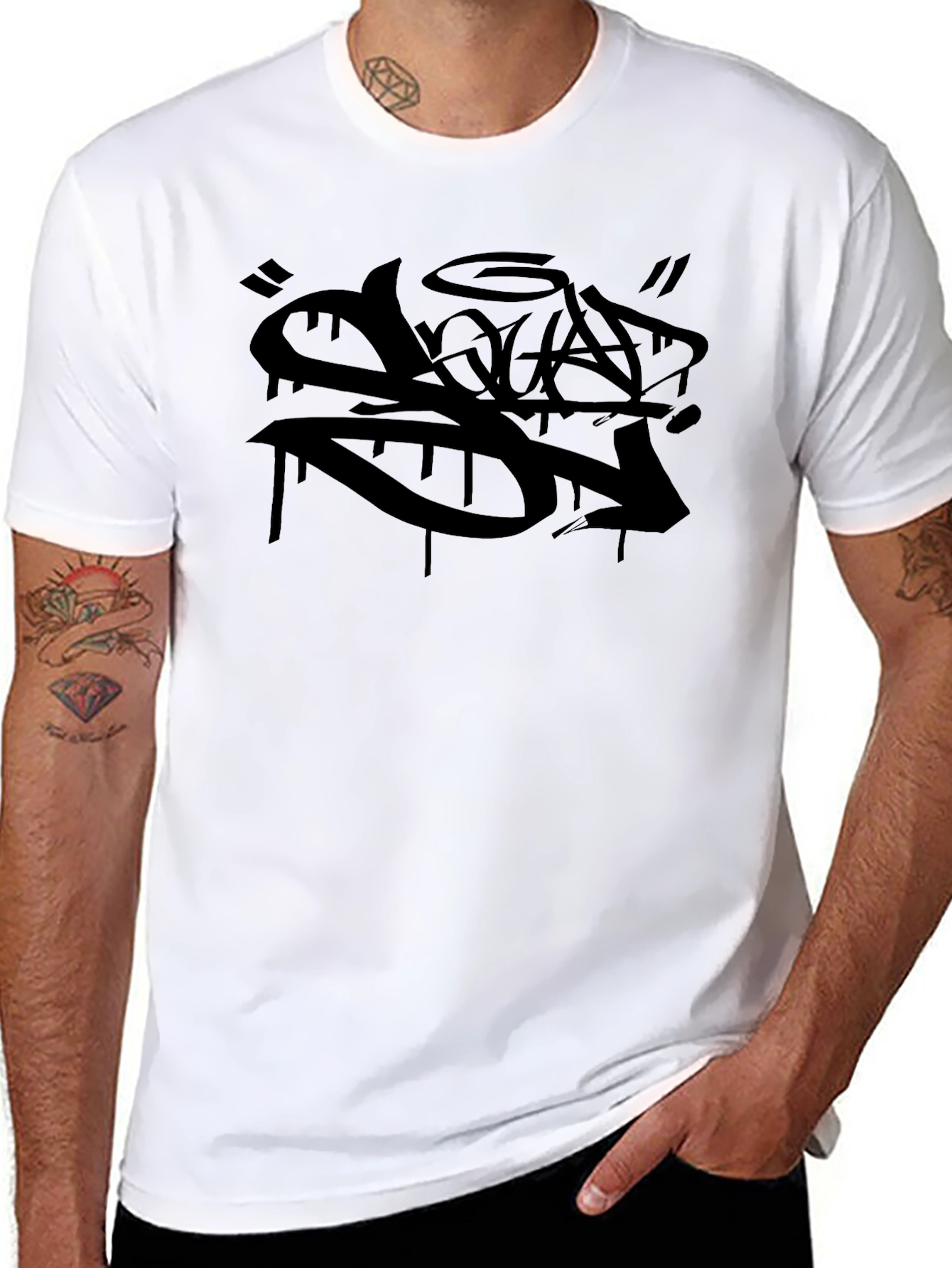Black T-Shirt with Graffiti Graphic