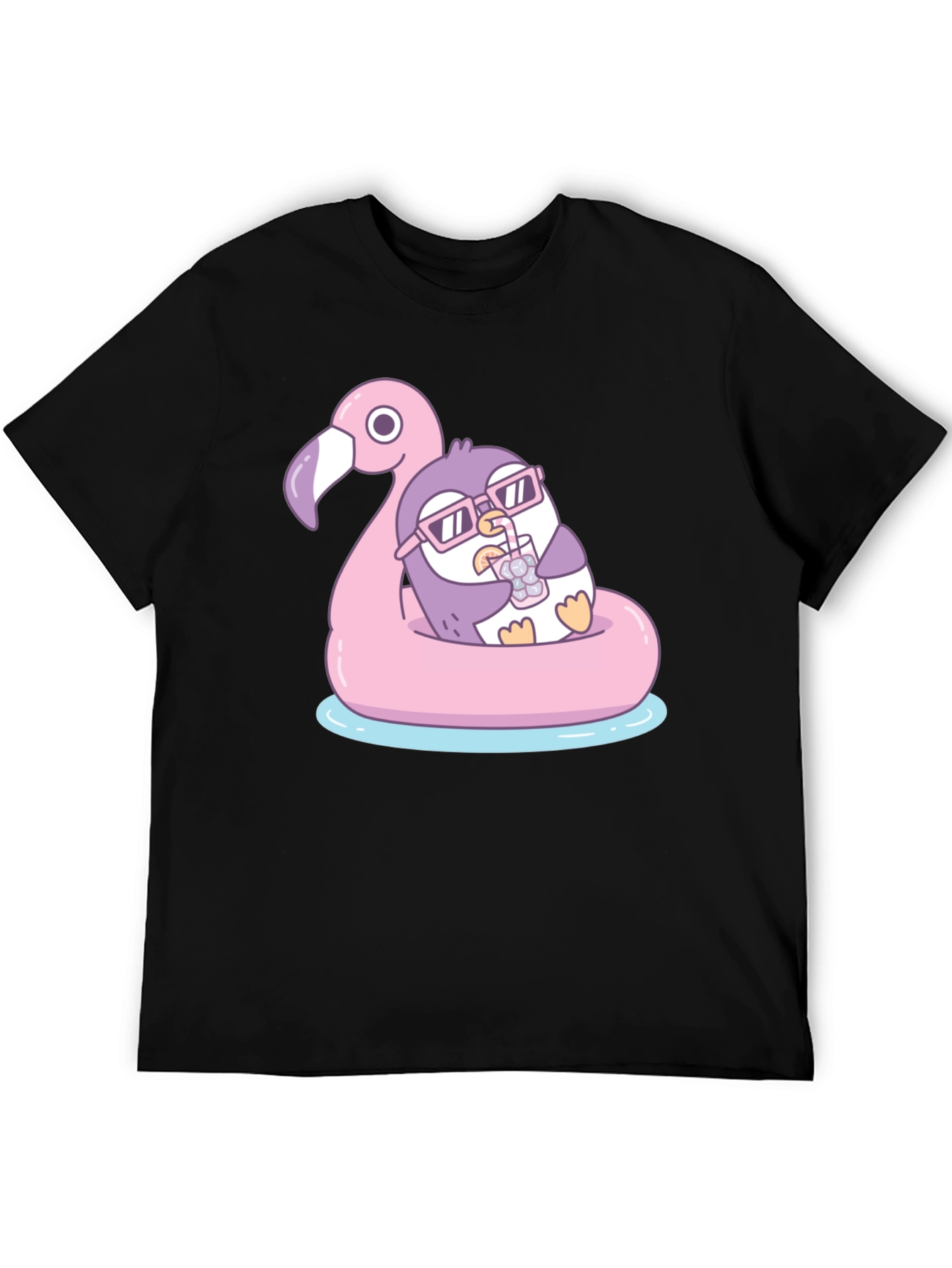 Penguin on Flamingo Float T-Shirt