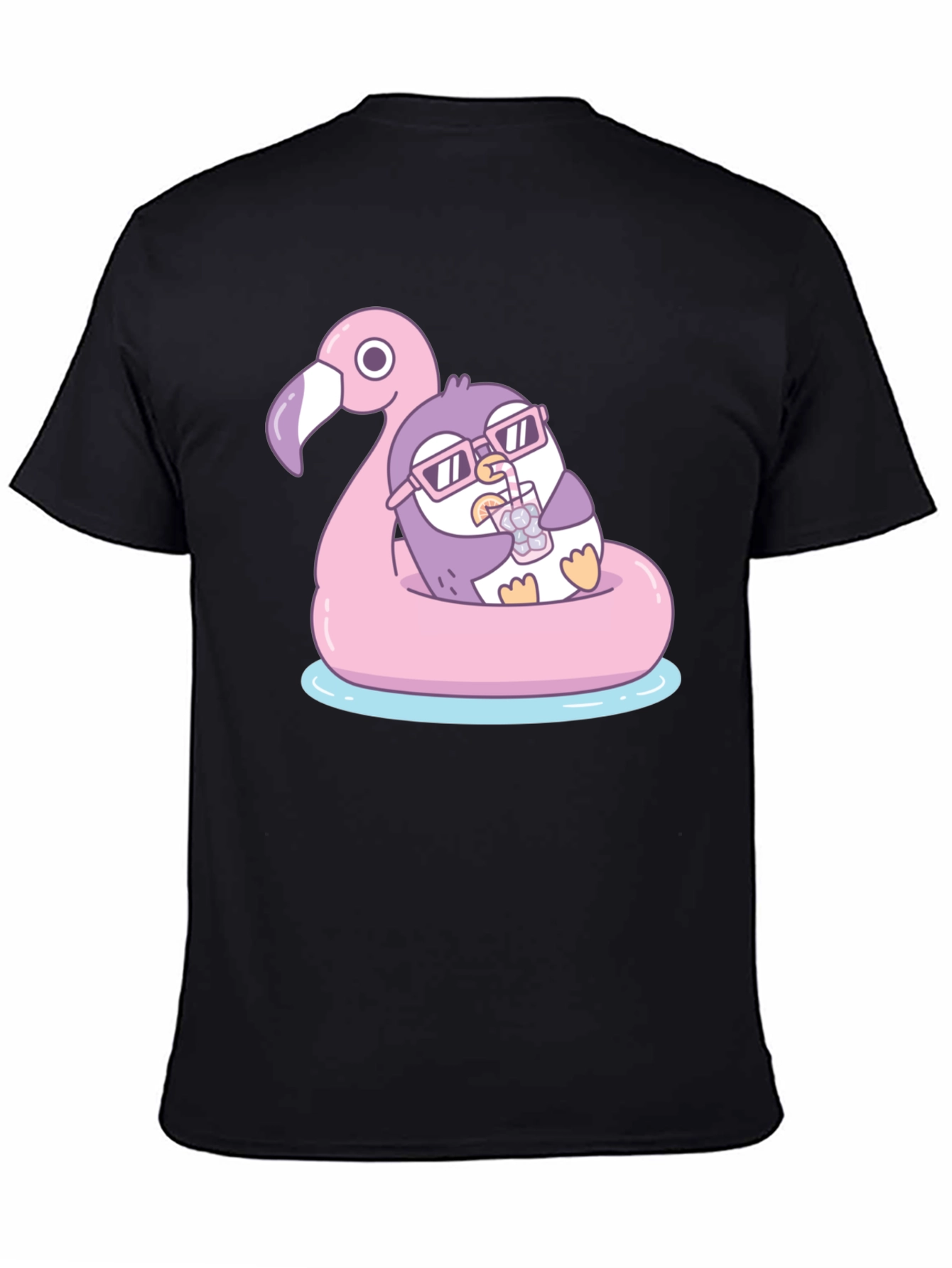 Penguin on Flamingo Float T-Shirt