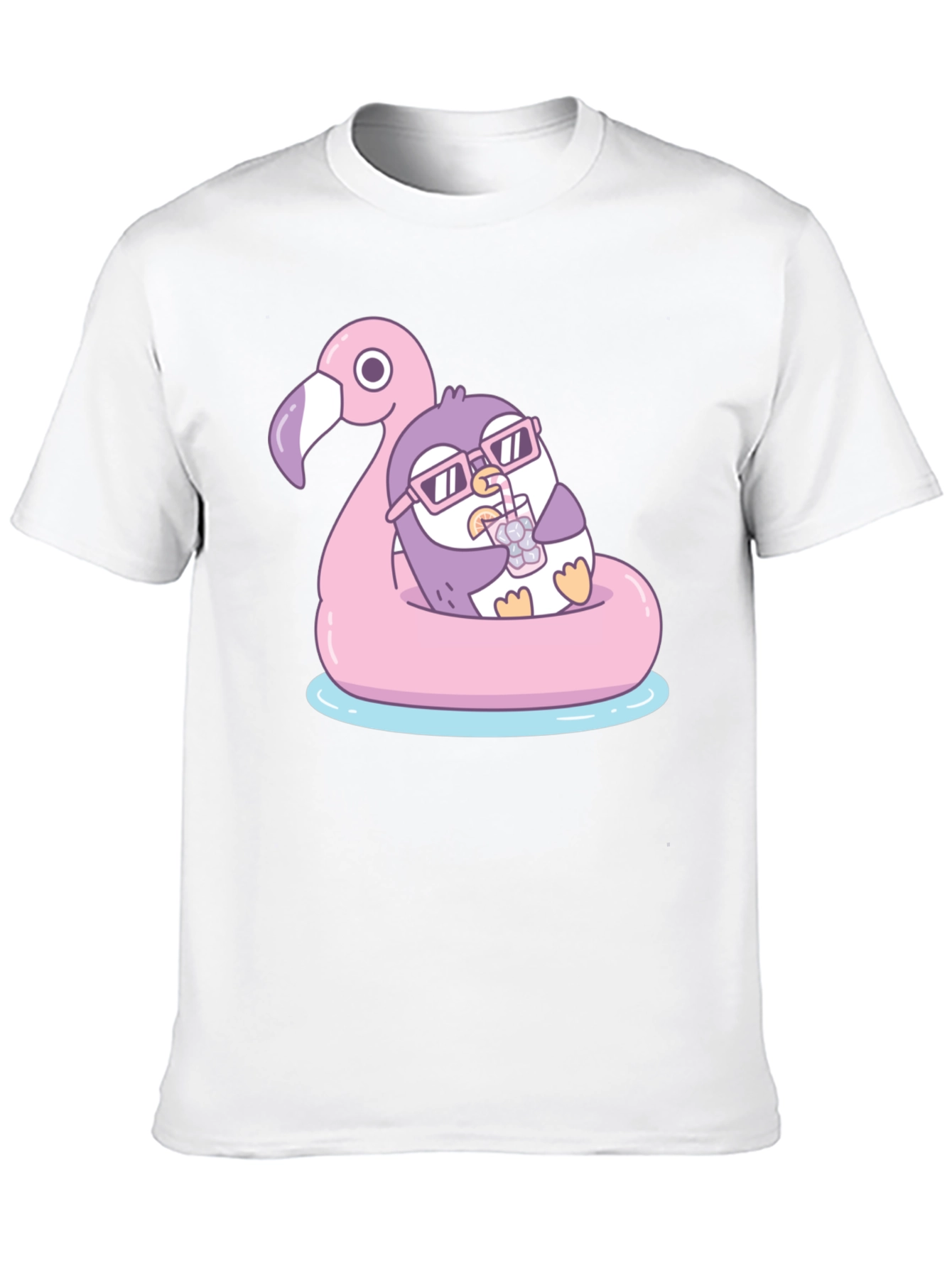 Penguin on Flamingo Float T-Shirt