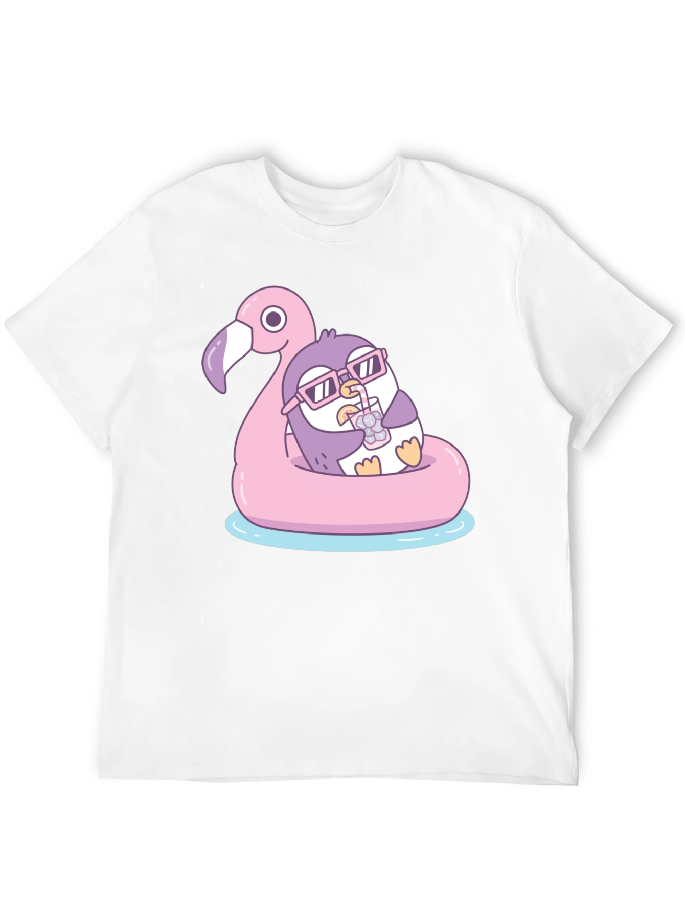 Penguin on Flamingo Float T-Shirt