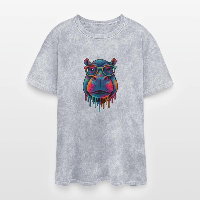 Funny Dripping Paint Animal Colorful Hippo