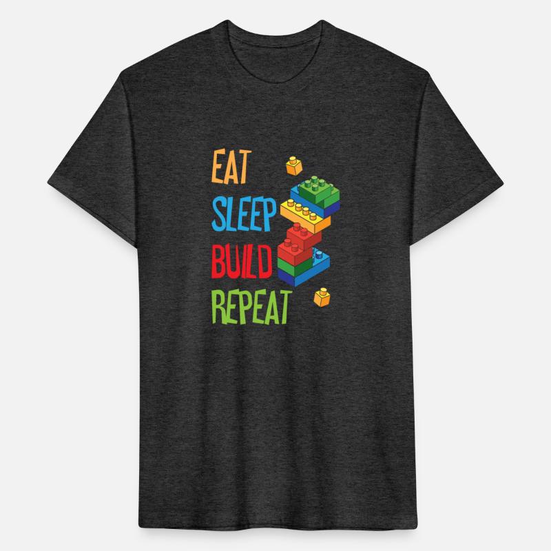 Funny Eat Sleep Build Repeat Building Blocks Men
