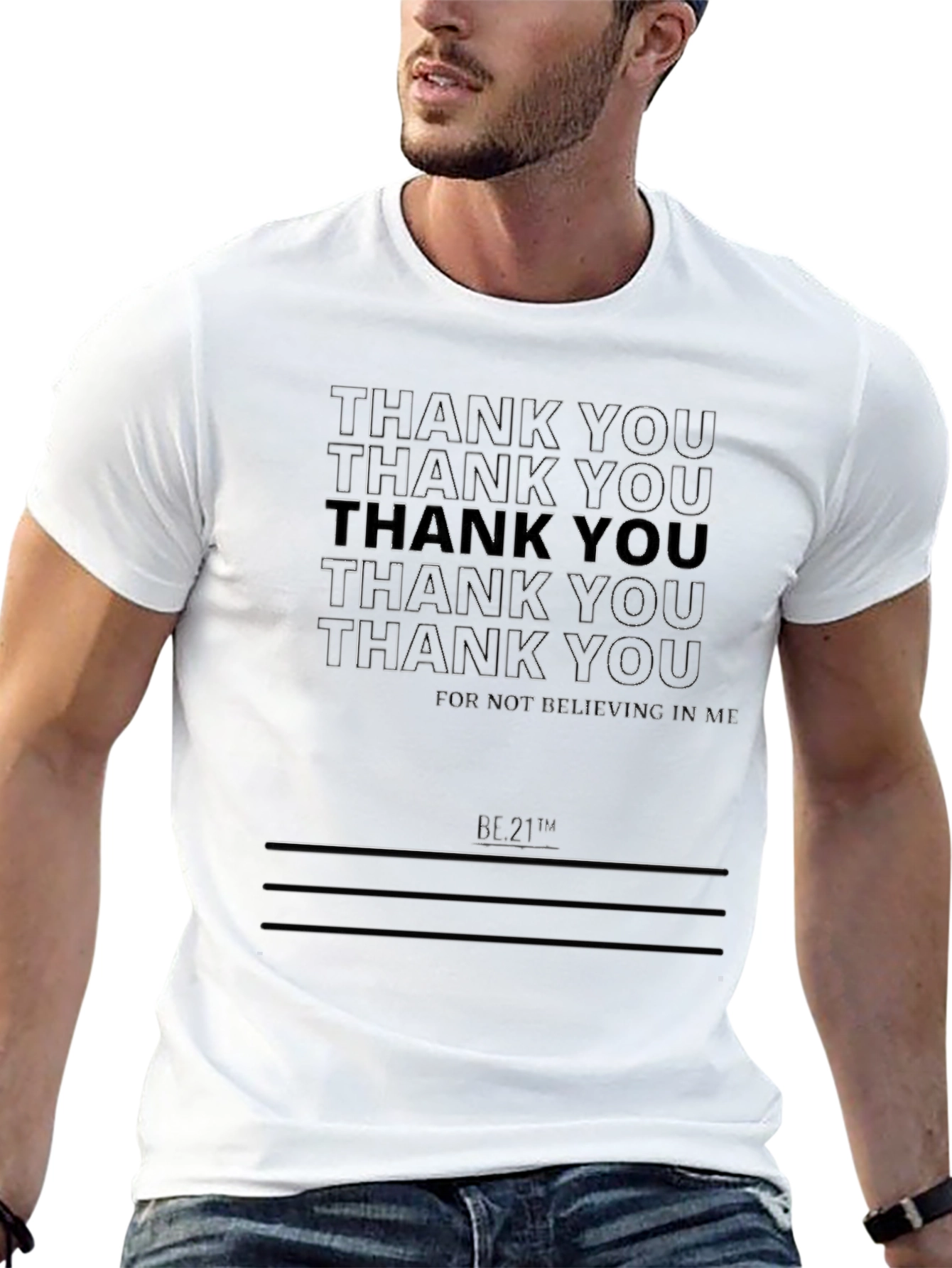 Thank You Graphic Print Black T-Shirt