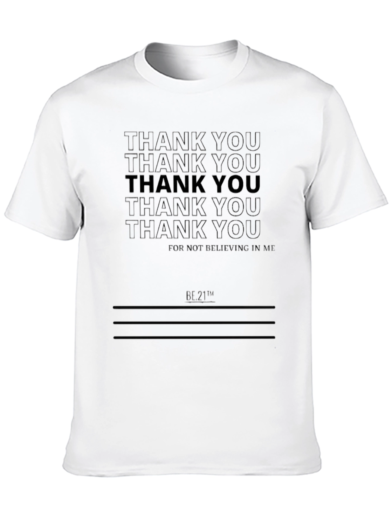 Thank You Graphic Print Black T-Shirt
